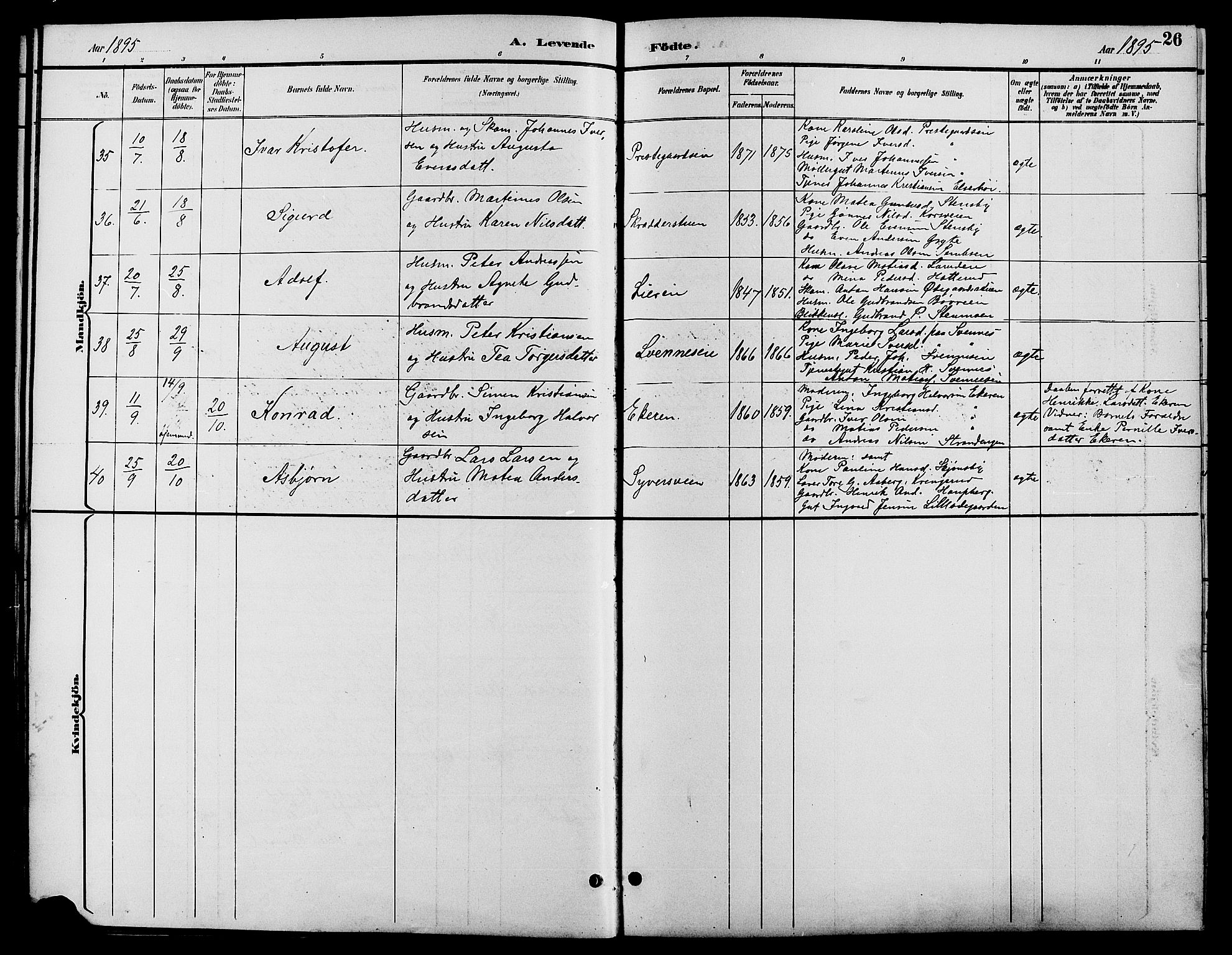 Biri prestekontor, AV/SAH-PREST-096/H/Ha/Hab/L0004: Parish register (copy) no. 4, 1892-1909, p. 26