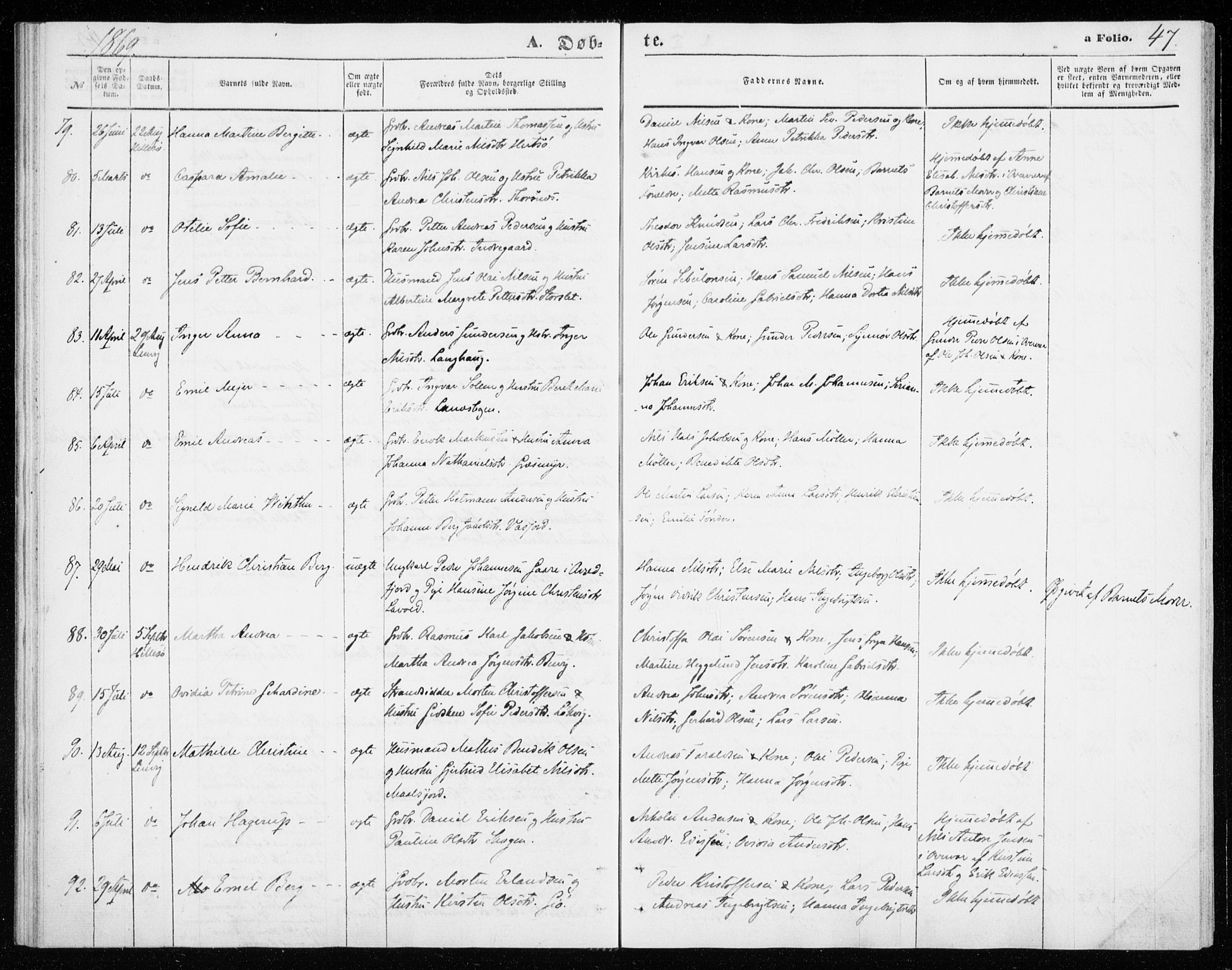 Lenvik sokneprestembete, SATØ/S-1310/H/Ha/Haa/L0009kirke: Parish register (official) no. 9, 1866-1873, p. 47