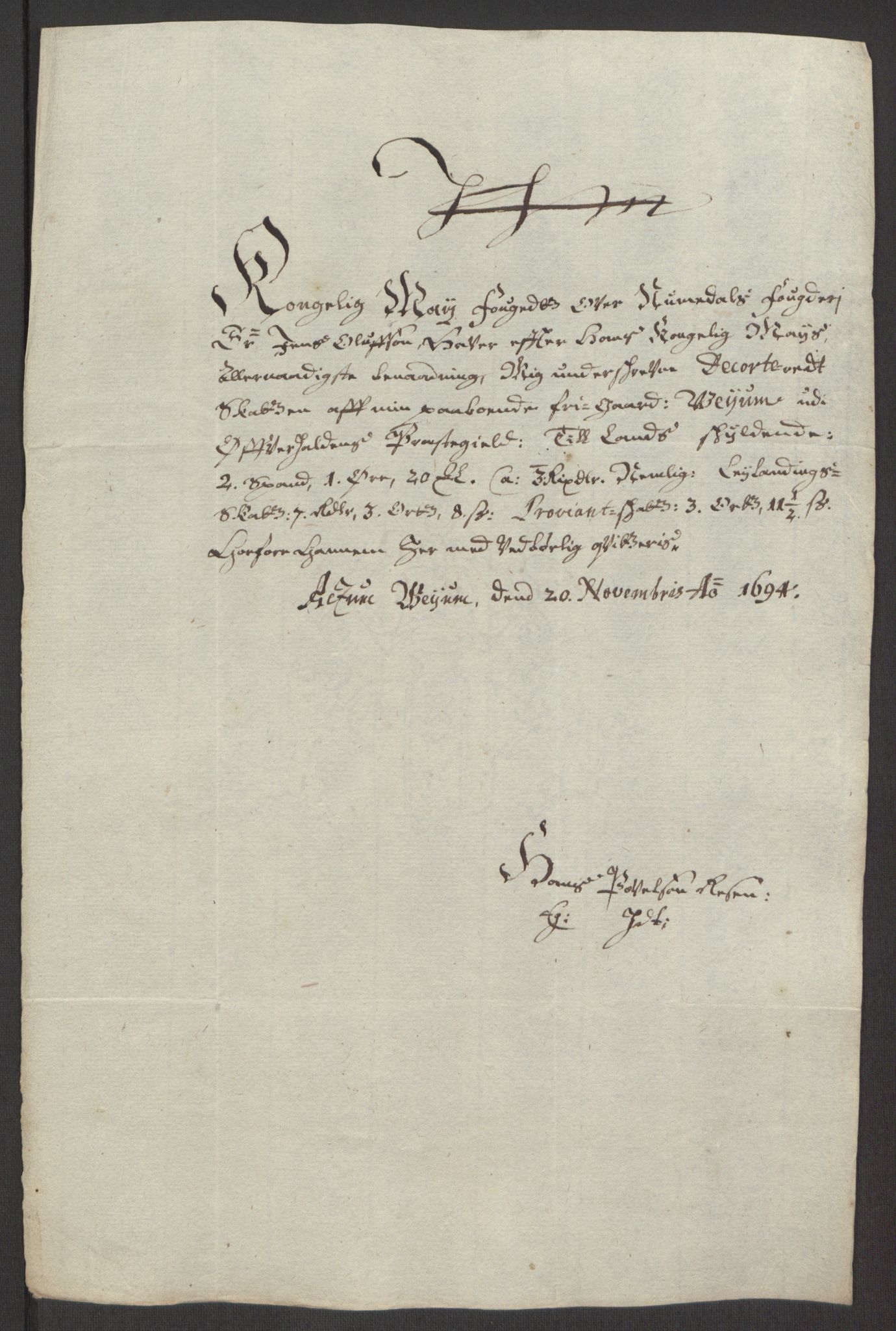 Rentekammeret inntil 1814, Reviderte regnskaper, Fogderegnskap, AV/RA-EA-4092/R64/L4424: Fogderegnskap Namdal, 1692-1695, p. 404