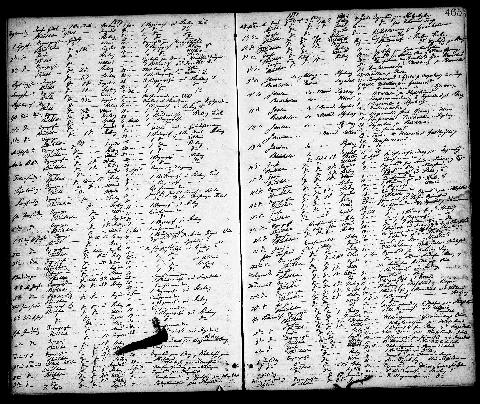 Skjeberg prestekontor Kirkebøker, SAO/A-10923/F/Fa/L0008: Parish register (official) no. I 8, 1869-1885, p. 465