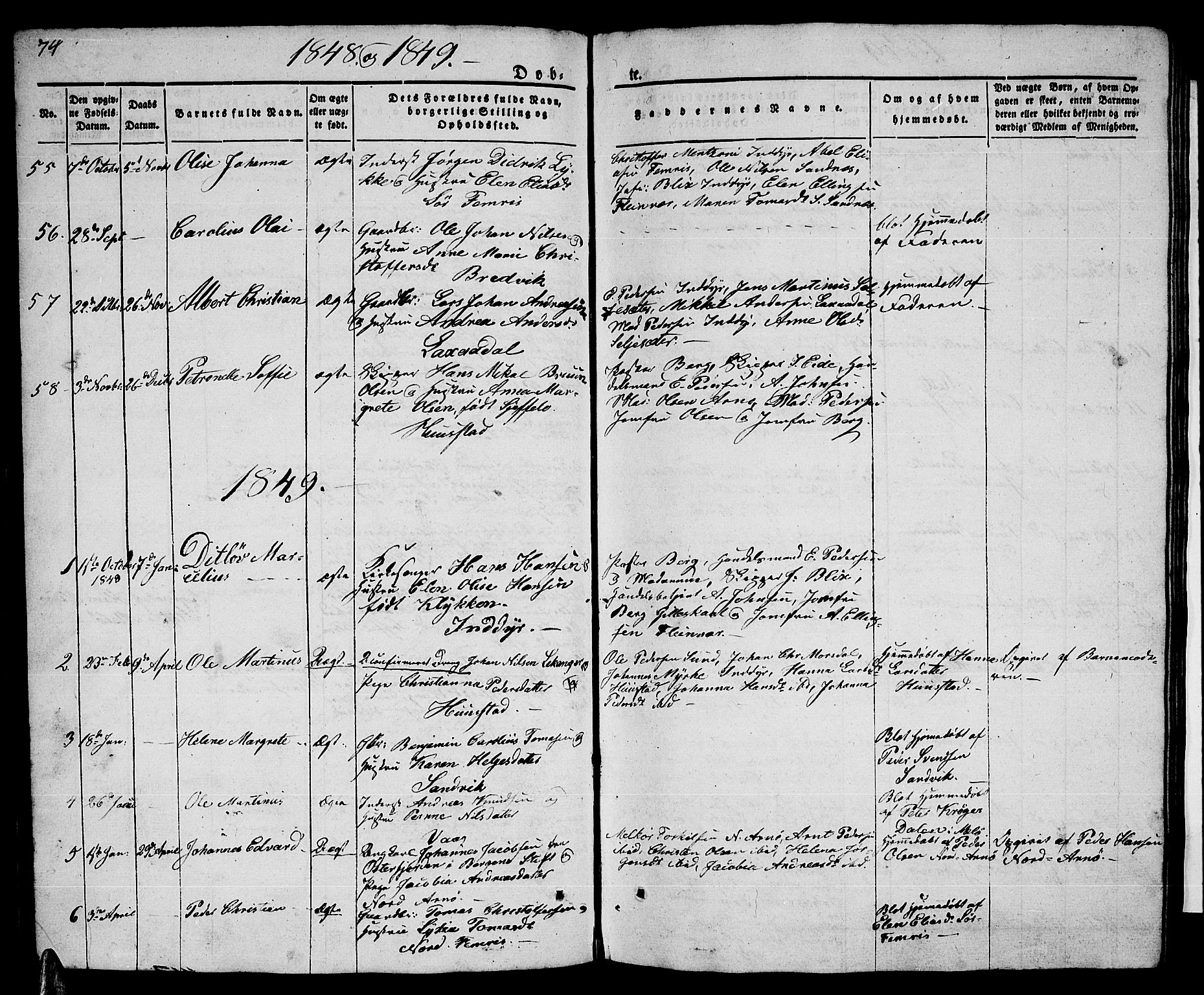 Ministerialprotokoller, klokkerbøker og fødselsregistre - Nordland, AV/SAT-A-1459/805/L0106: Parish register (copy) no. 805C02, 1841-1861, p. 74