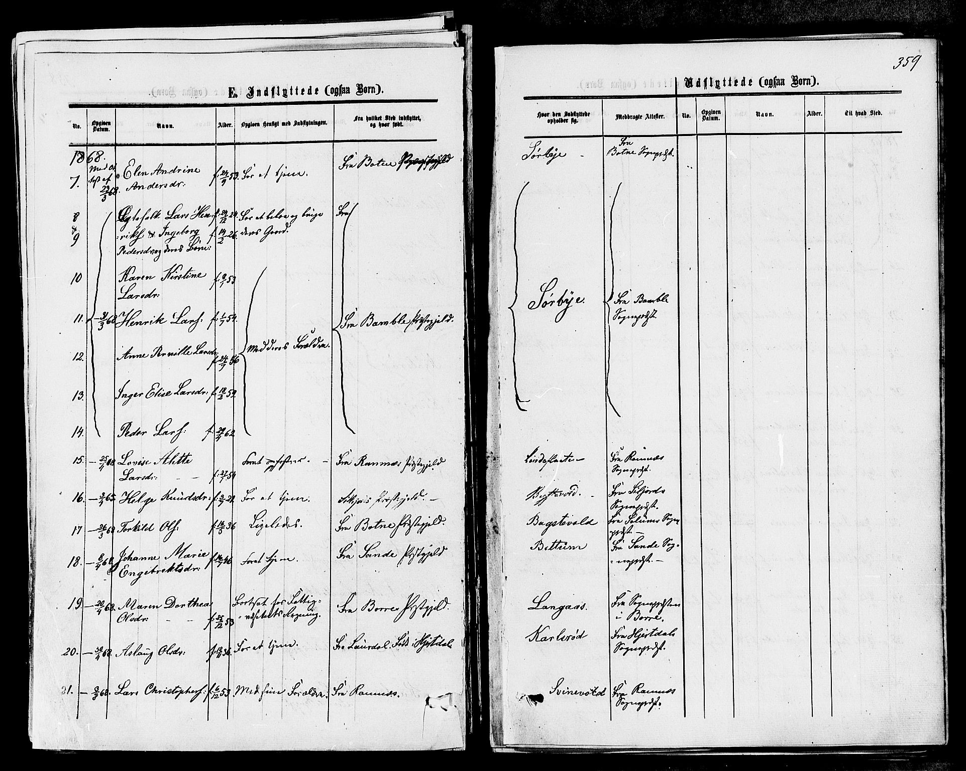 Våle kirkebøker, AV/SAKO-A-334/F/Fa/L0010: Parish register (official) no. I 10, 1861-1877, p. 359