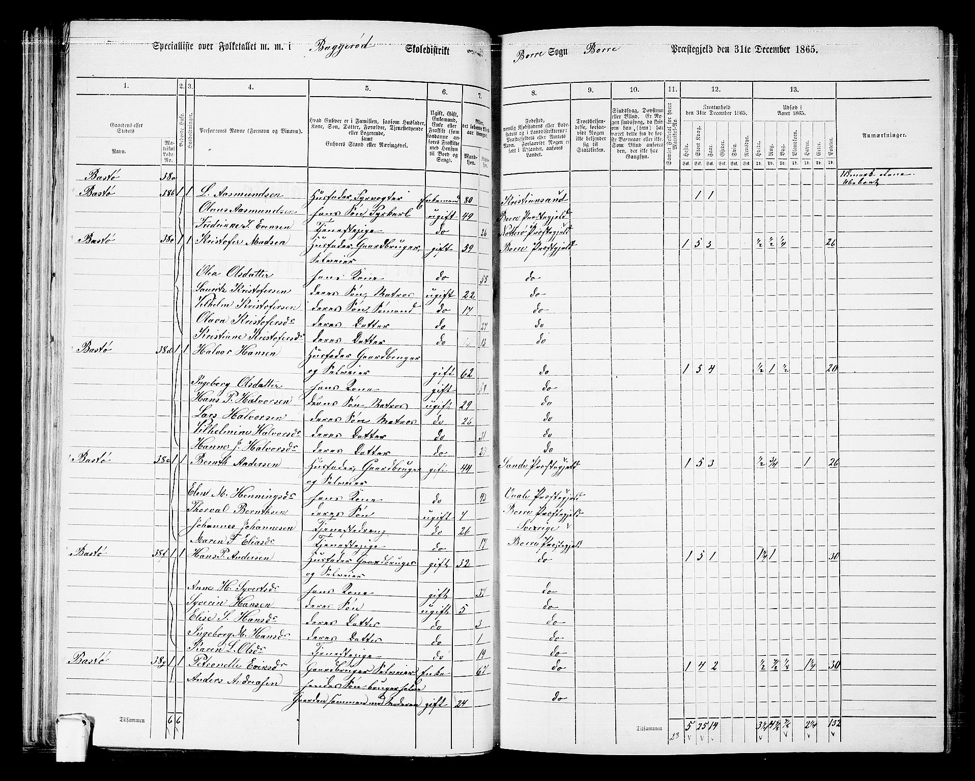 RA, 1865 census for Borre, 1865, p. 86