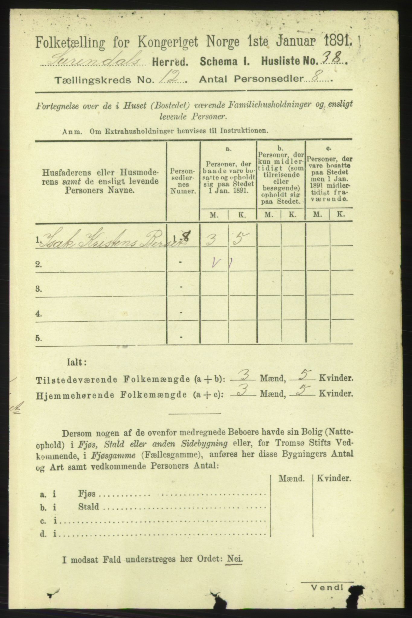 RA, 1891 census for 1566 Surnadal, 1891, p. 2866