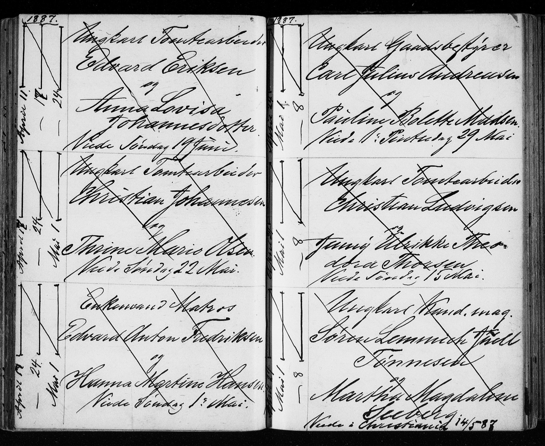 Bragernes kirkebøker, AV/SAKO-A-6/H/Ha/L0006: Banns register no. 6, 1873-1896