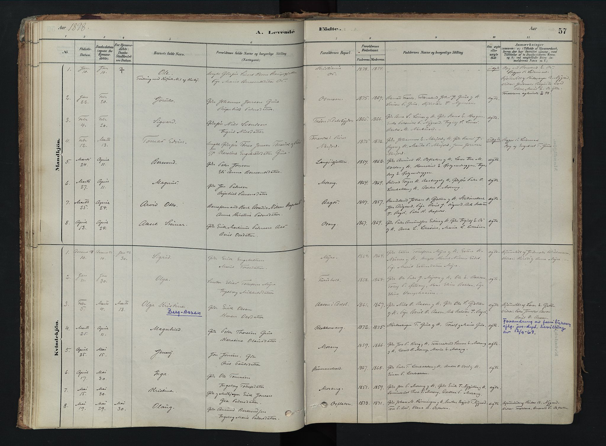 Tolga prestekontor, AV/SAH-PREST-062/K/L0008: Parish register (official) no. 8, 1877-1910, p. 57