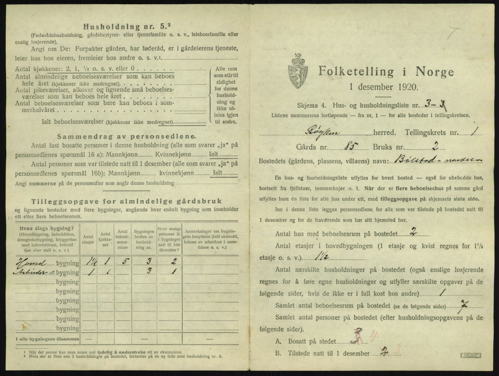 SAKO, 1920 census for Røyken, 1920, p. 46