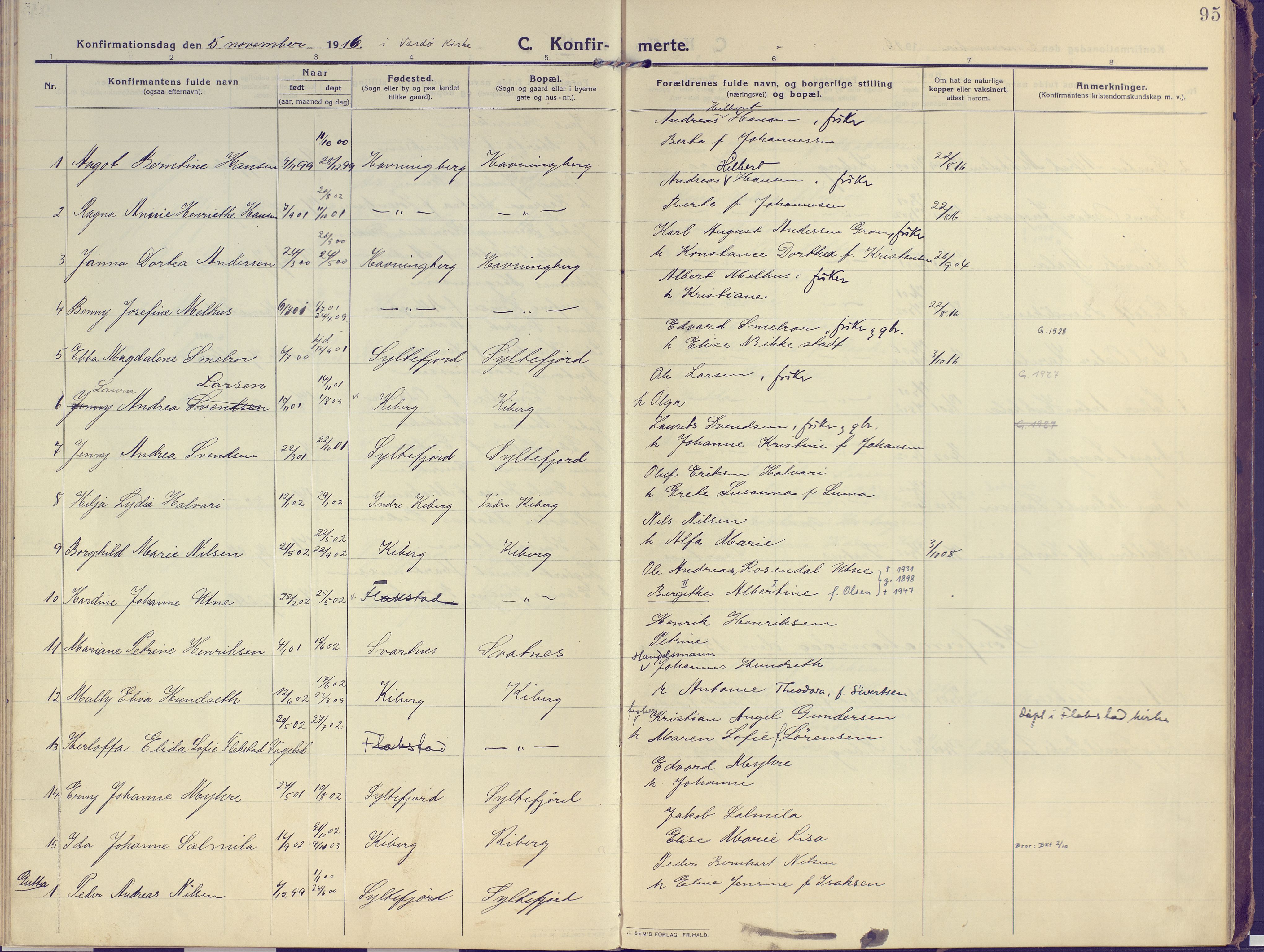 Vardø sokneprestkontor, SATØ/S-1332/H/Ha/L0013kirke: Parish register (official) no. 13, 1912-1928, p. 95