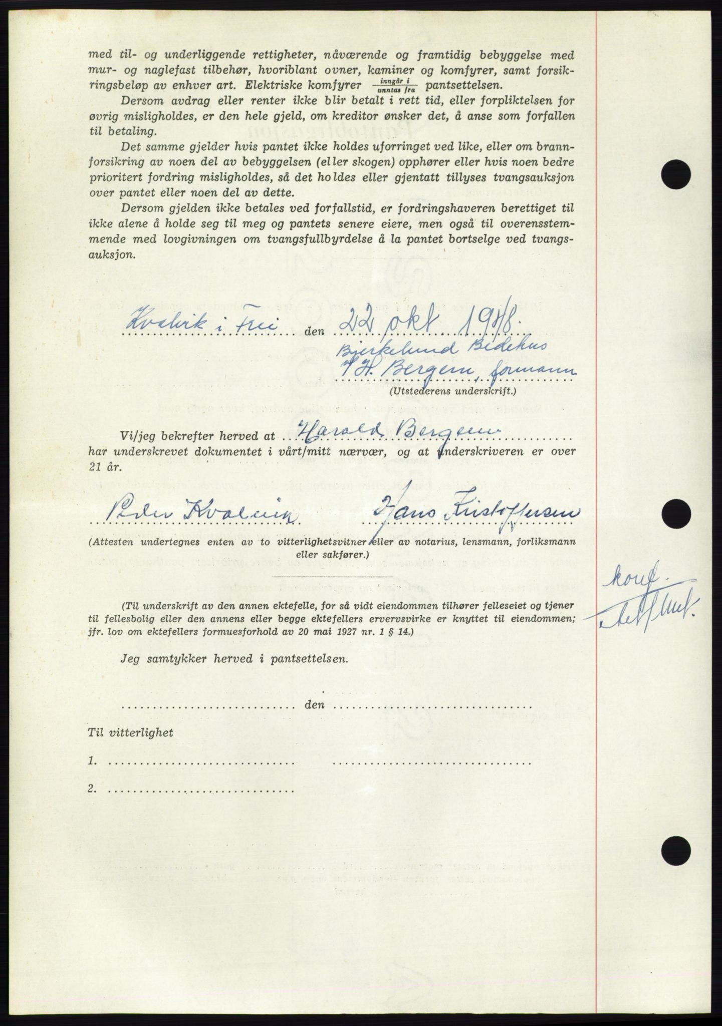 Nordmøre sorenskriveri, AV/SAT-A-4132/1/2/2Ca: Mortgage book no. B99, 1948-1948, Diary no: : 3023/1948