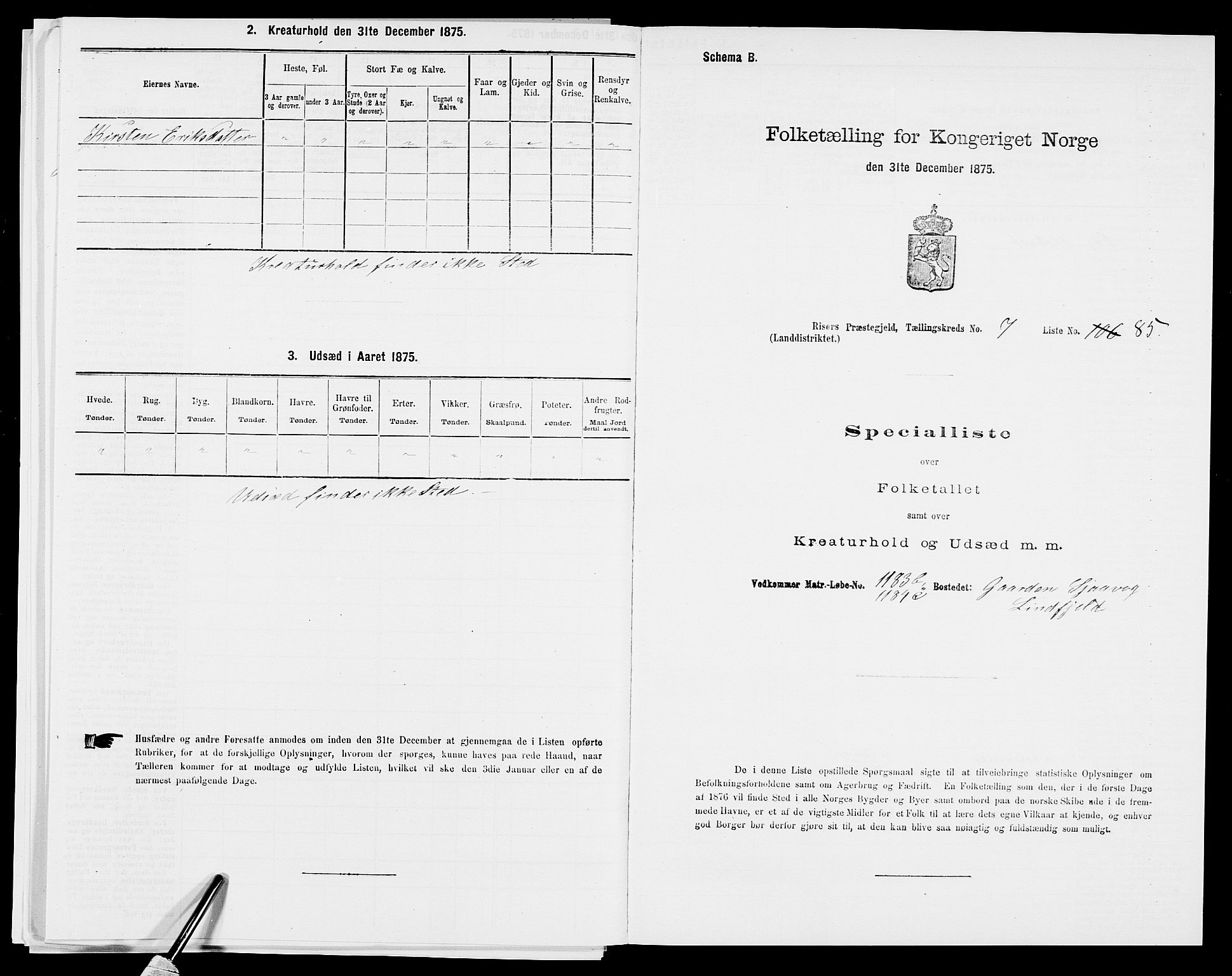 SAK, 1875 census for 0913L Risør/Søndeled, 1875, p. 1255