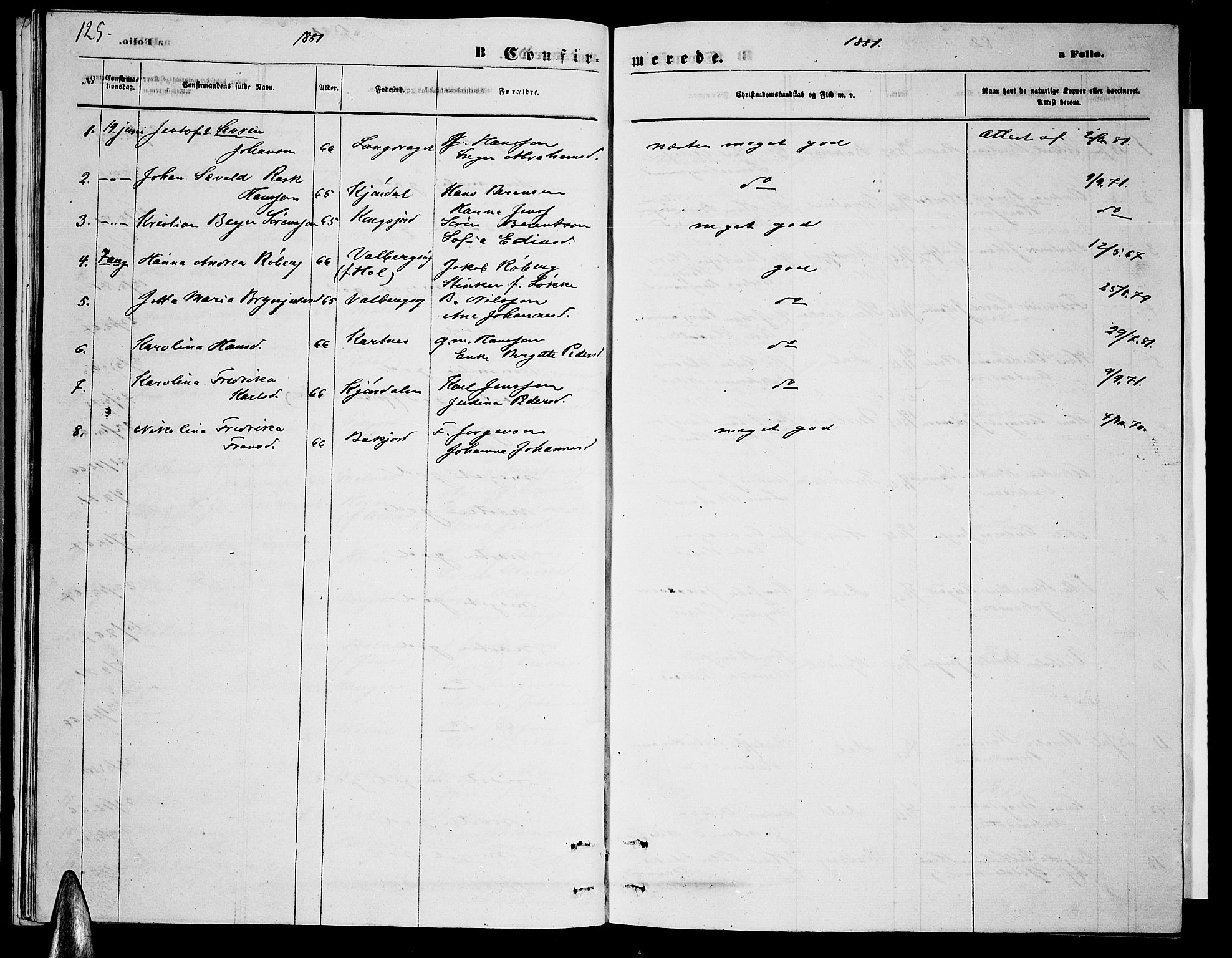 Ministerialprotokoller, klokkerbøker og fødselsregistre - Nordland, AV/SAT-A-1459/884/L1196: Parish register (copy) no. 884C02, 1860-1887, p. 125