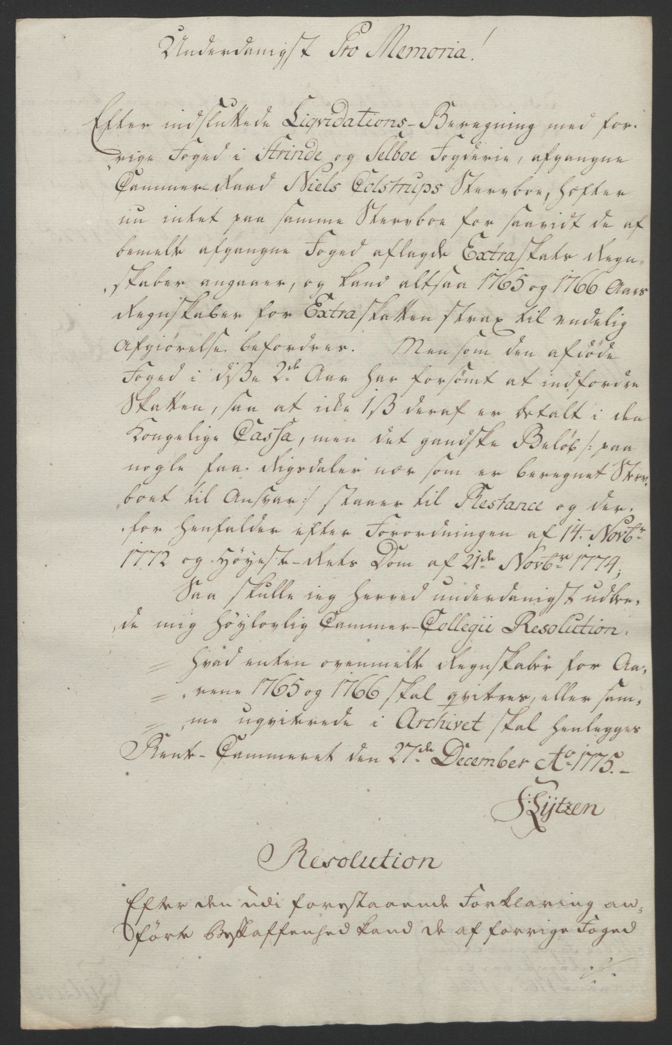 Rentekammeret inntil 1814, Reviderte regnskaper, Fogderegnskap, AV/RA-EA-4092/R61/L4180: Ekstraskatten Strinda og Selbu, 1762-1767, p. 335