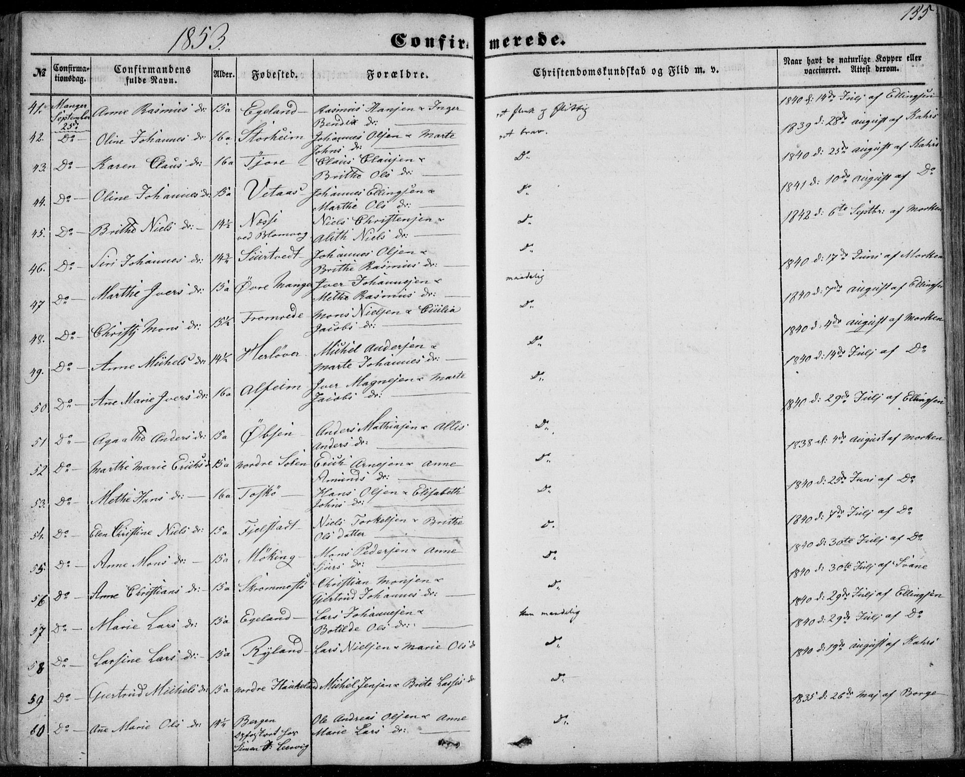 Manger sokneprestembete, SAB/A-76801/H/Haa: Parish register (official) no. A 6, 1849-1859, p. 155
