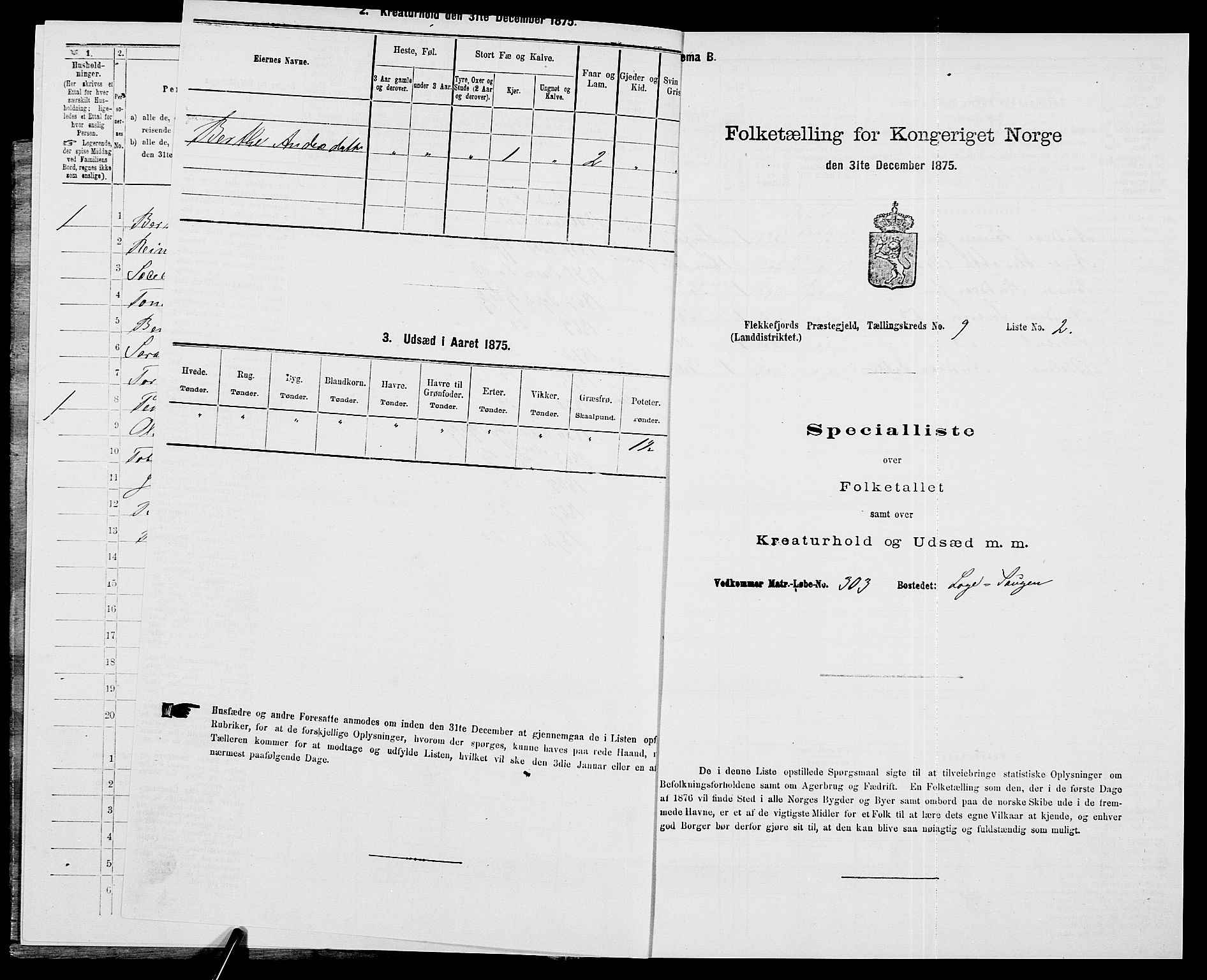 SAK, 1875 census for 1042L Flekkefjord/Nes og Hidra, 1875, p. 1064