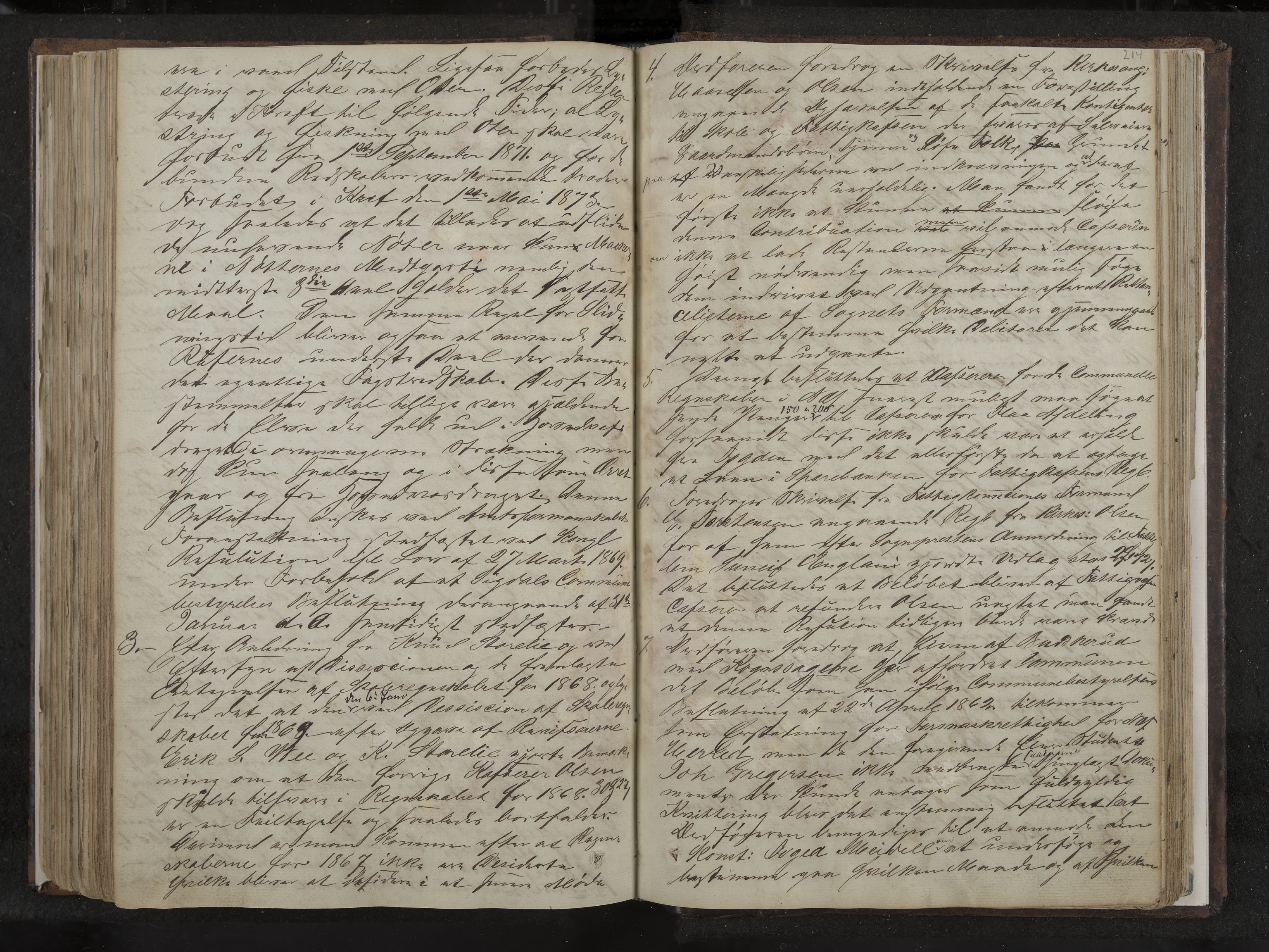 Nes formannskap og sentraladministrasjon, IKAK/0616021-1/A/Aa/L0001: Møtebok med register, 1838-1875, p. 214