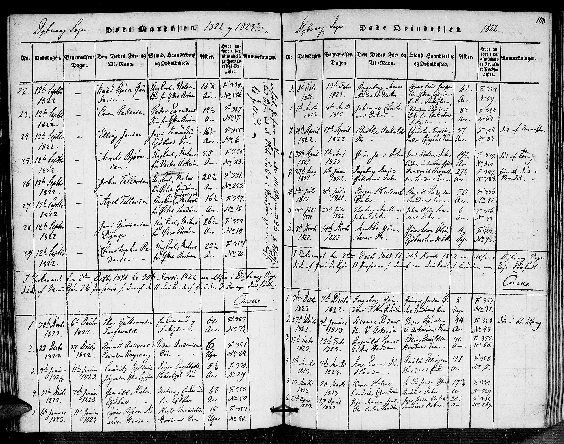 Dypvåg sokneprestkontor, SAK/1111-0007/F/Fa/Faa/L0003: Parish register (official) no. A 3 /1, 1817-1824, p. 103