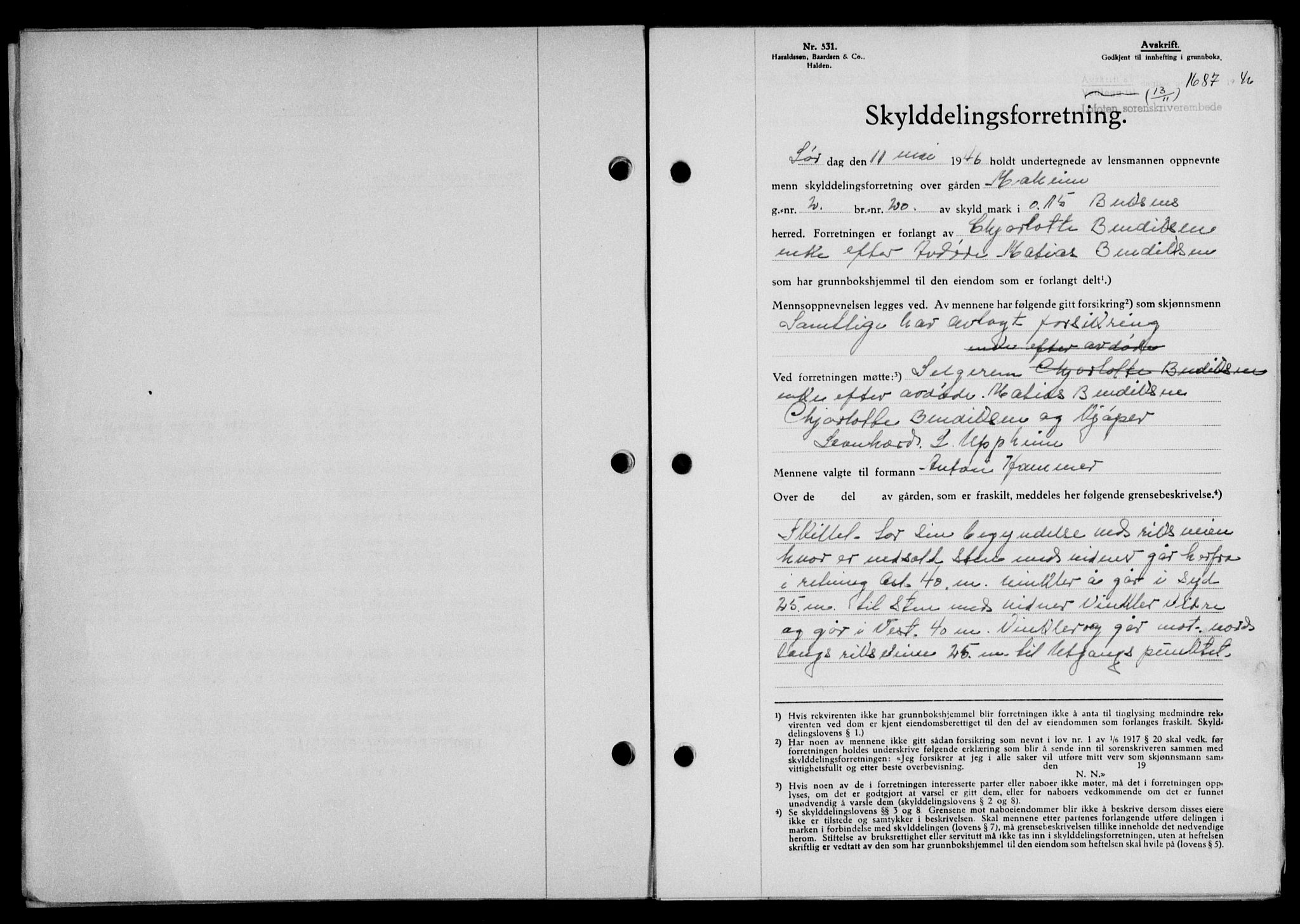 Lofoten sorenskriveri, SAT/A-0017/1/2/2C/L0015a: Mortgage book no. 15a, 1946-1947, Diary no: : 1687/1946