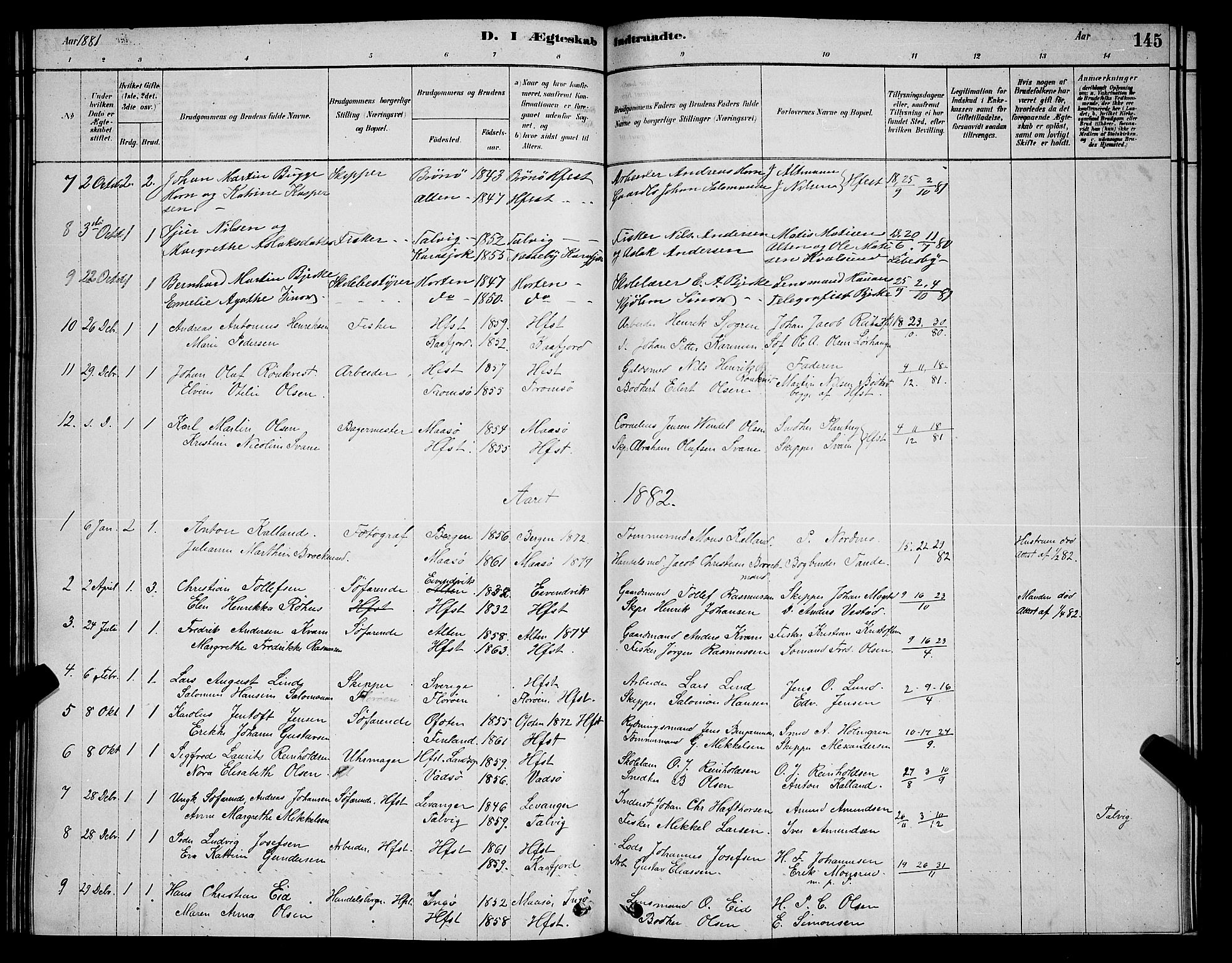 Hammerfest sokneprestkontor, SATØ/S-1347/H/Hb/L0006.klokk: Parish register (copy) no. 6, 1876-1884, p. 145