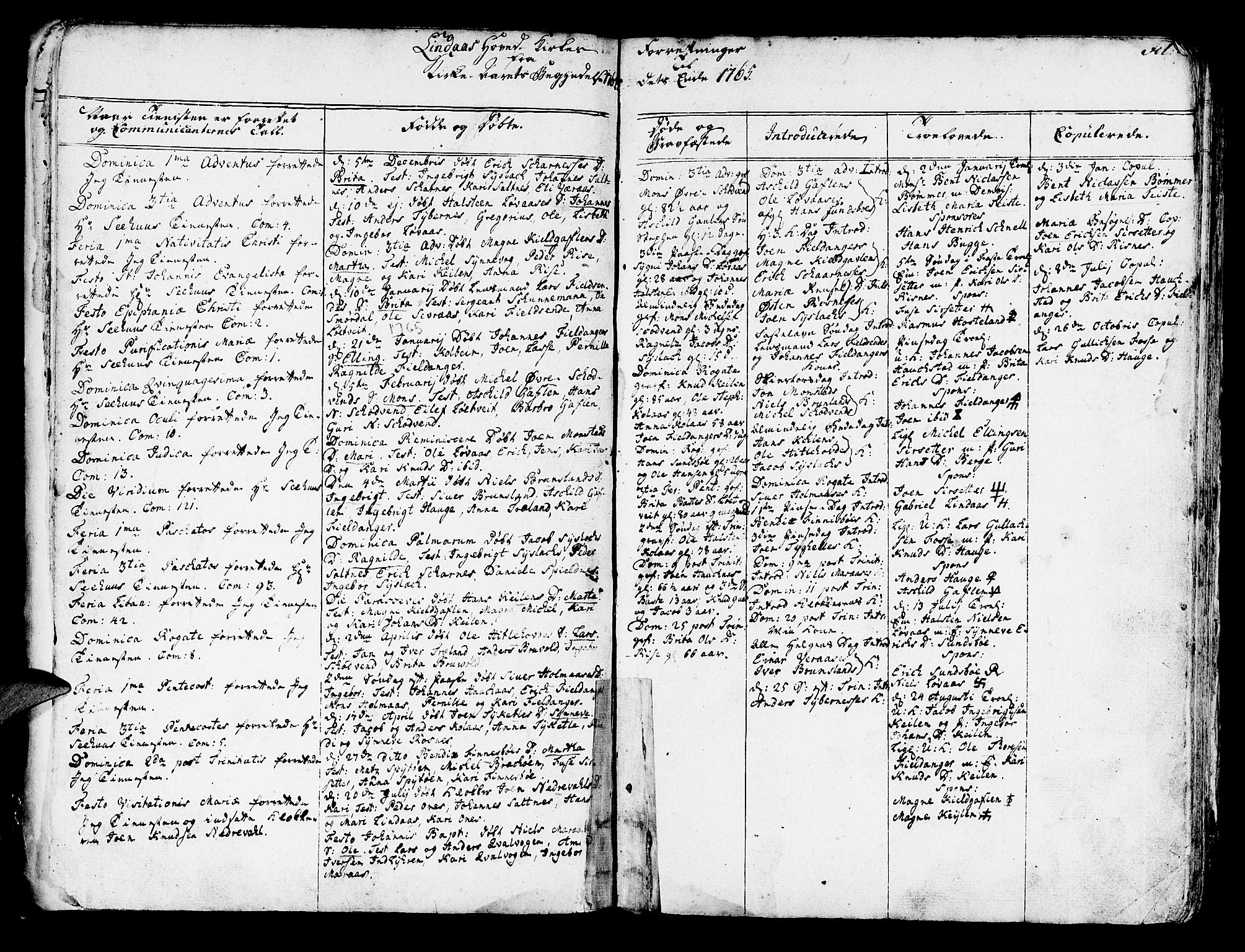 Lindås Sokneprestembete, SAB/A-76701/H/Haa: Parish register (official) no. A 4, 1764-1791, p. 1