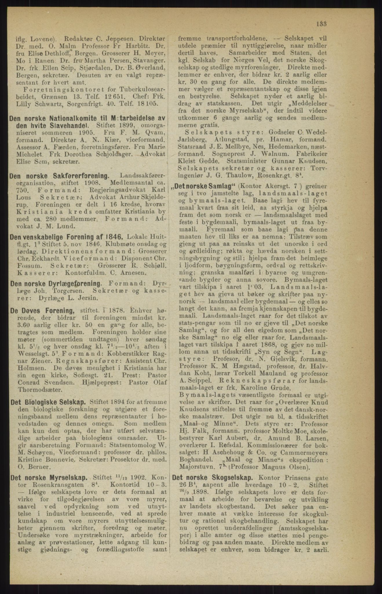 Kristiania/Oslo adressebok, PUBL/-, 1914, p. 133