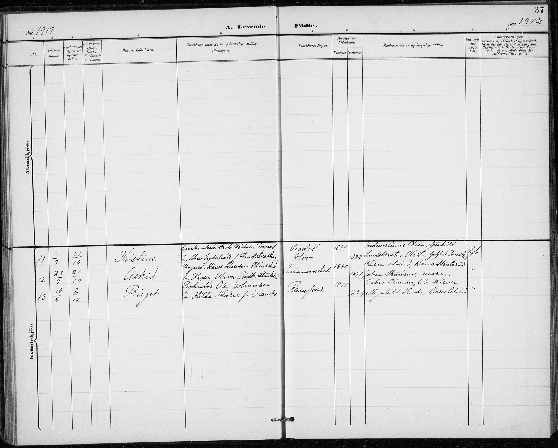 Modum kirkebøker, AV/SAKO-A-234/F/Fa/L0020: Parish register (official) no. 20, 1900-1917, p. 37