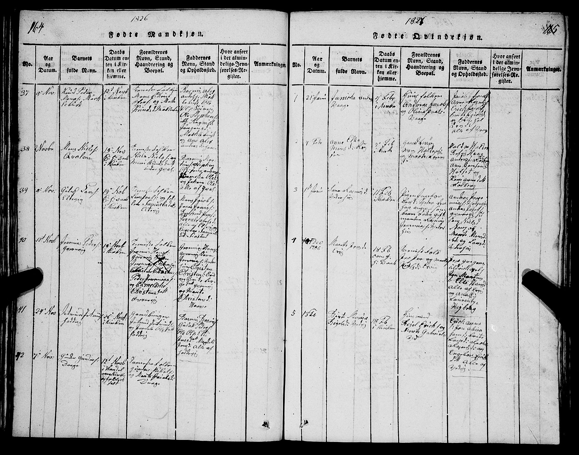 Selje sokneprestembete, AV/SAB-A-99938/H/Ha/Hab/Haba: Parish register (copy) no. A 1, 1816-1828, p. 164-165