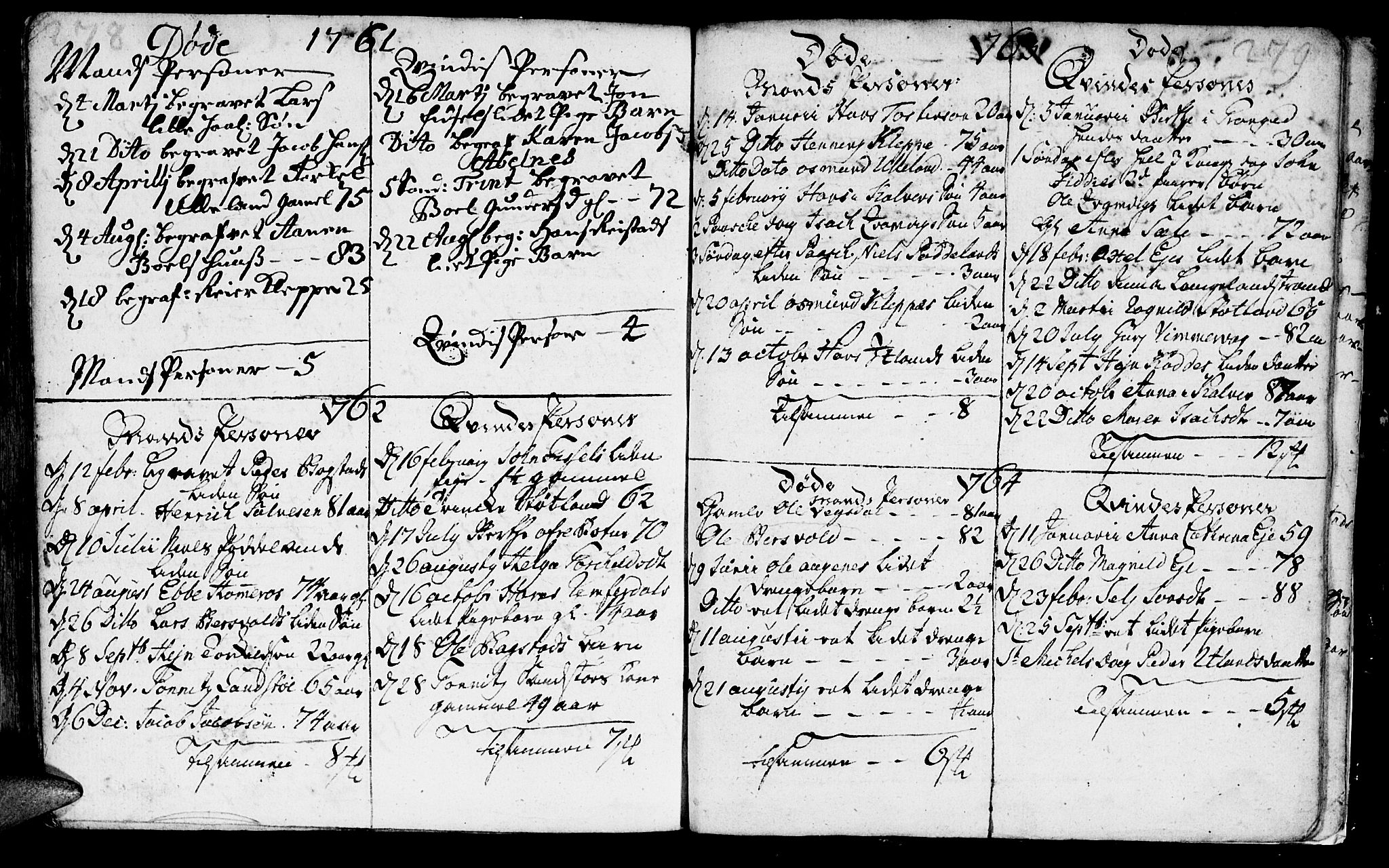 Flekkefjord sokneprestkontor, AV/SAK-1111-0012/F/Fa/Fab/L0001: Parish register (official) no. A 1, 1750-1780, p. 278-279