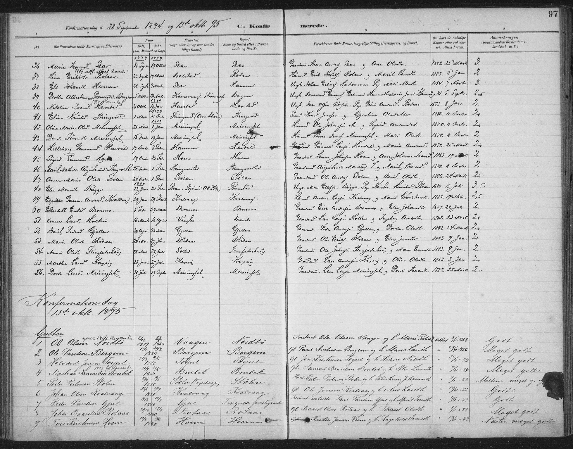 Ministerialprotokoller, klokkerbøker og fødselsregistre - Møre og Romsdal, AV/SAT-A-1454/586/L0988: Parish register (official) no. 586A14, 1893-1905, p. 97