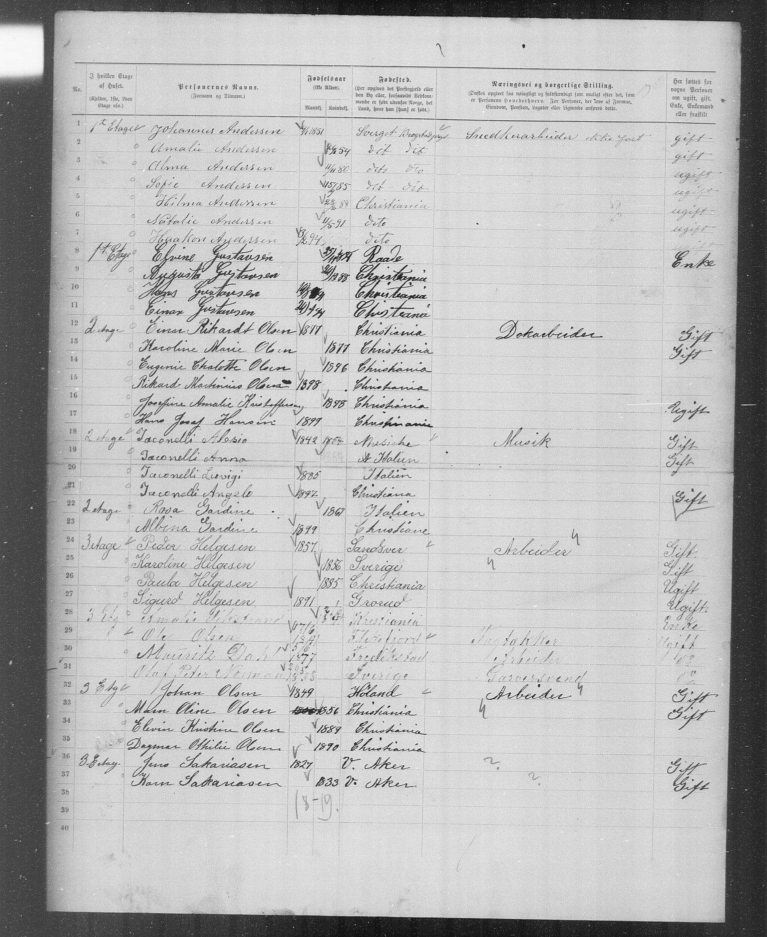 OBA, Municipal Census 1899 for Kristiania, 1899, p. 4086