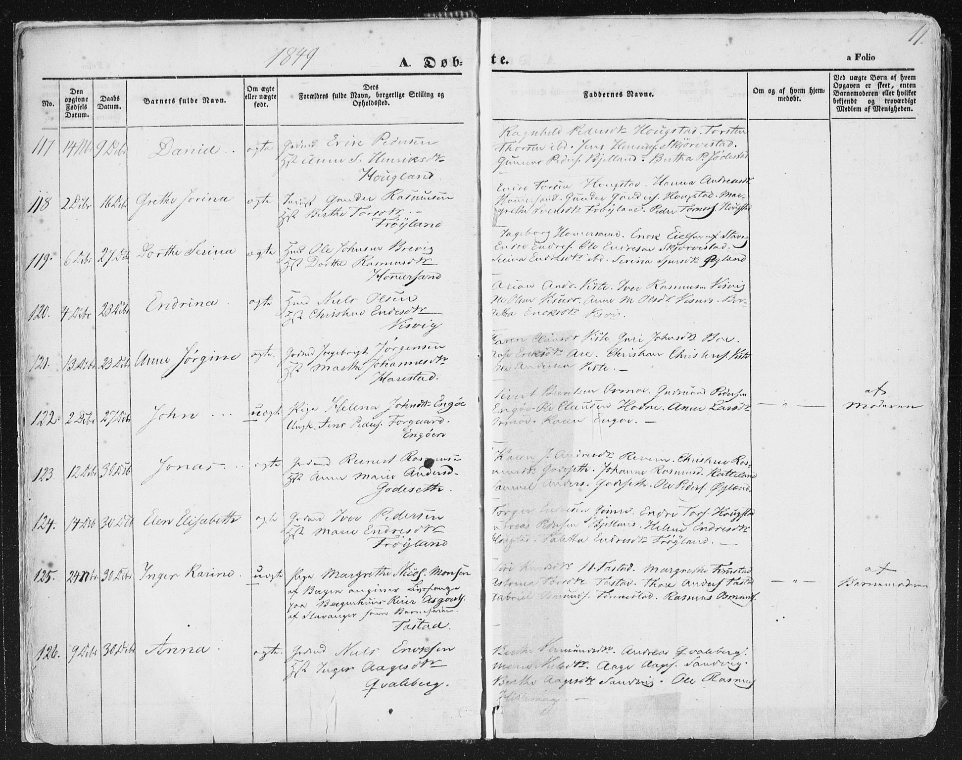 Hetland sokneprestkontor, AV/SAST-A-101826/30/30BA/L0002: Parish register (official) no. A 2, 1849-1869, p. 11