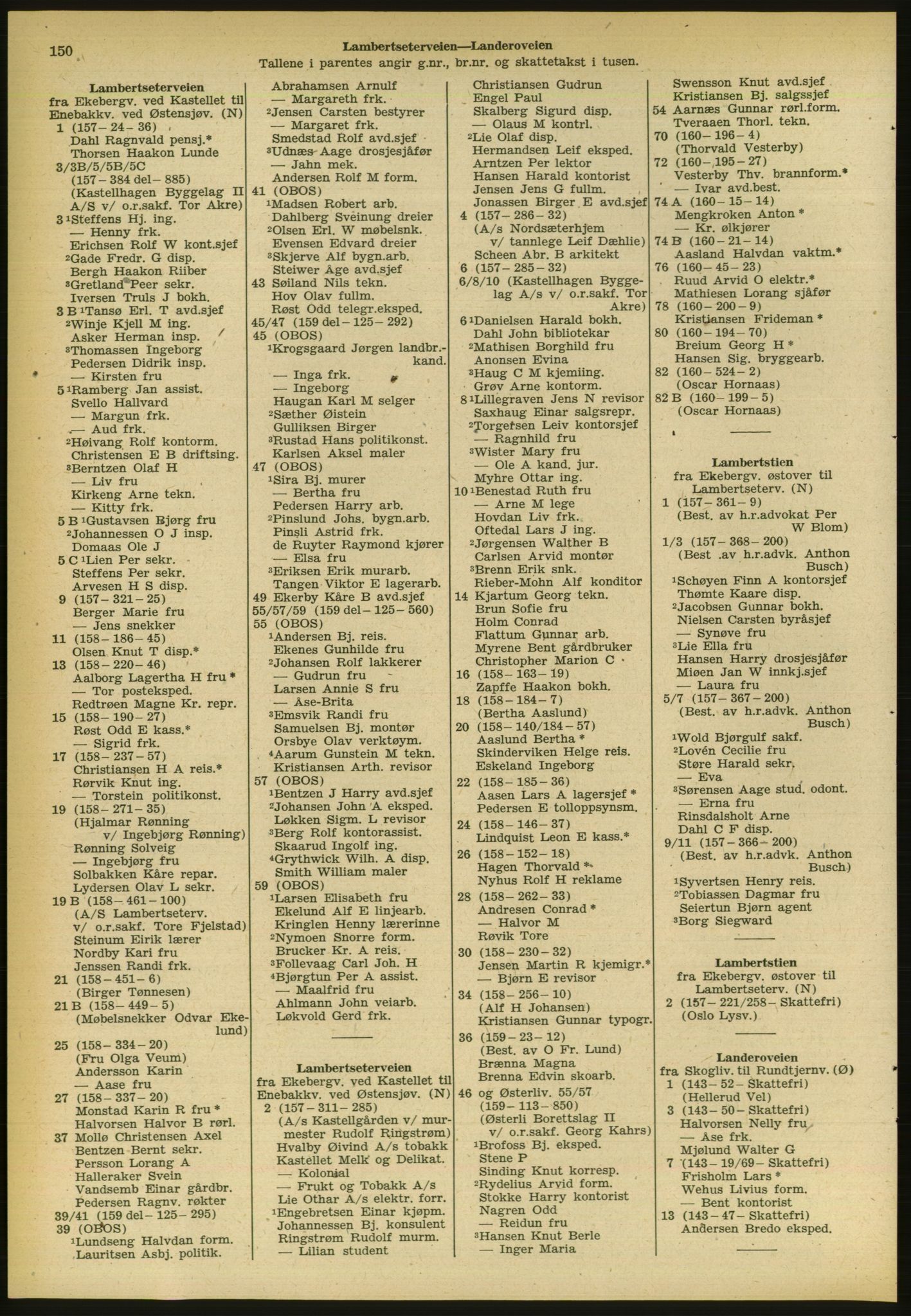 Kristiania/Oslo adressebok, PUBL/-, 1954, p. 150