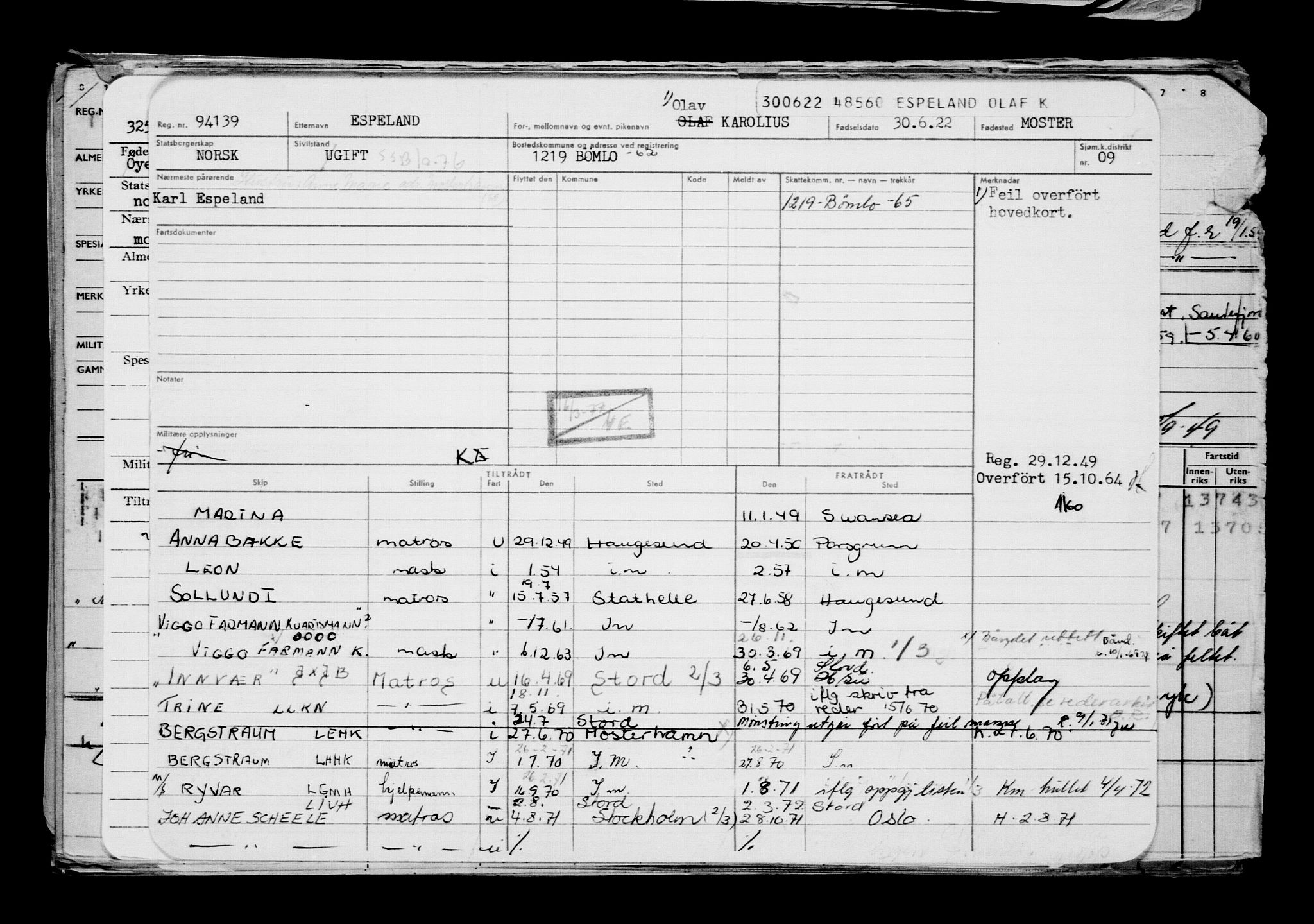 Direktoratet for sjømenn, AV/RA-S-3545/G/Gb/L0208: Hovedkort, 1922, p. 156