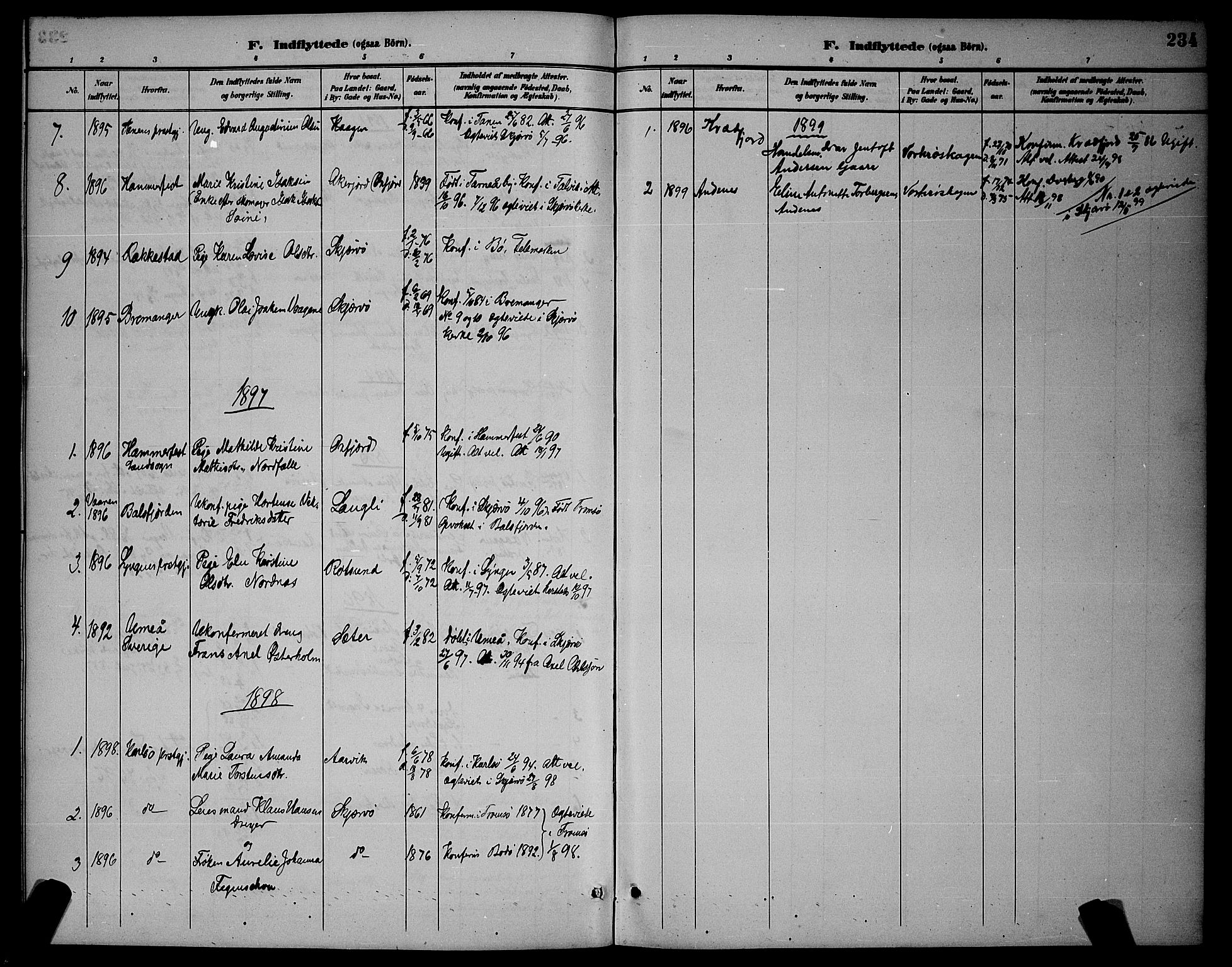 Skjervøy sokneprestkontor, SATØ/S-1300/H/Ha/Hab/L0007klokker: Parish register (copy) no. 7, 1889-1899, p. 234