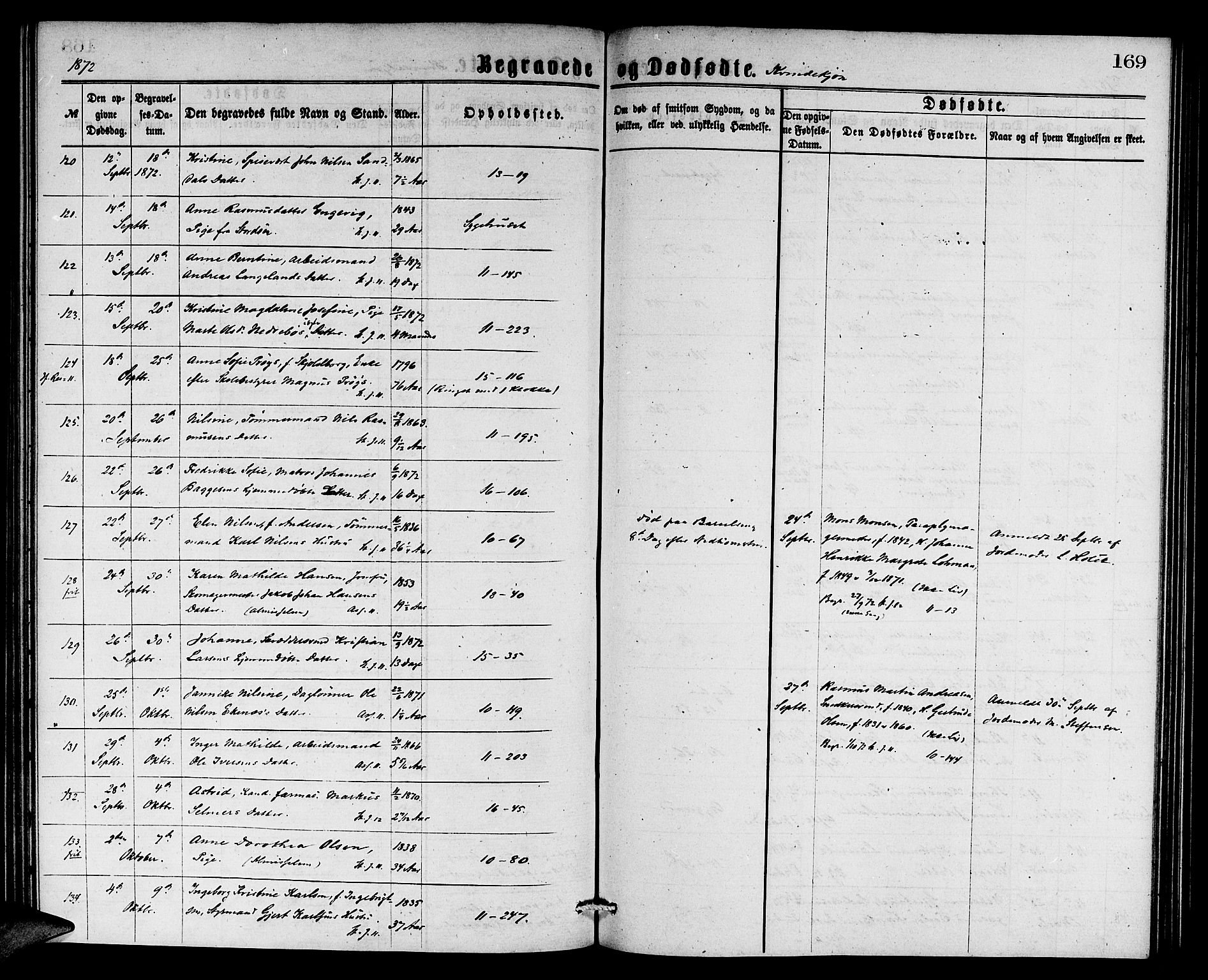 Domkirken sokneprestembete, SAB/A-74801/H/Hab/L0040: Parish register (copy) no. E 4, 1868-1877, p. 169