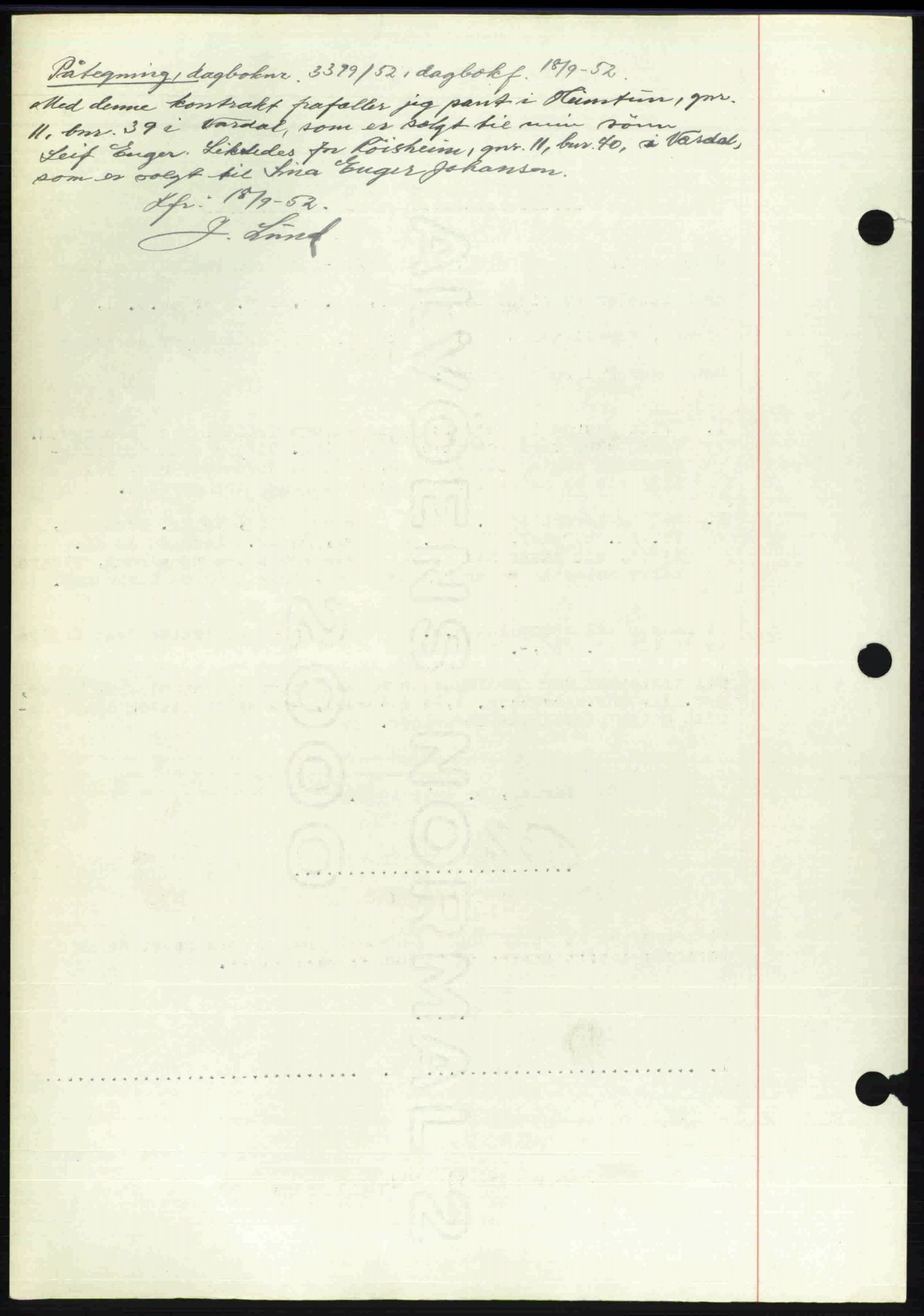 Toten tingrett, SAH/TING-006/H/Hb/Hbc/L0020: Mortgage book no. Hbc-20, 1948-1948, Diary no: : 2133/1948