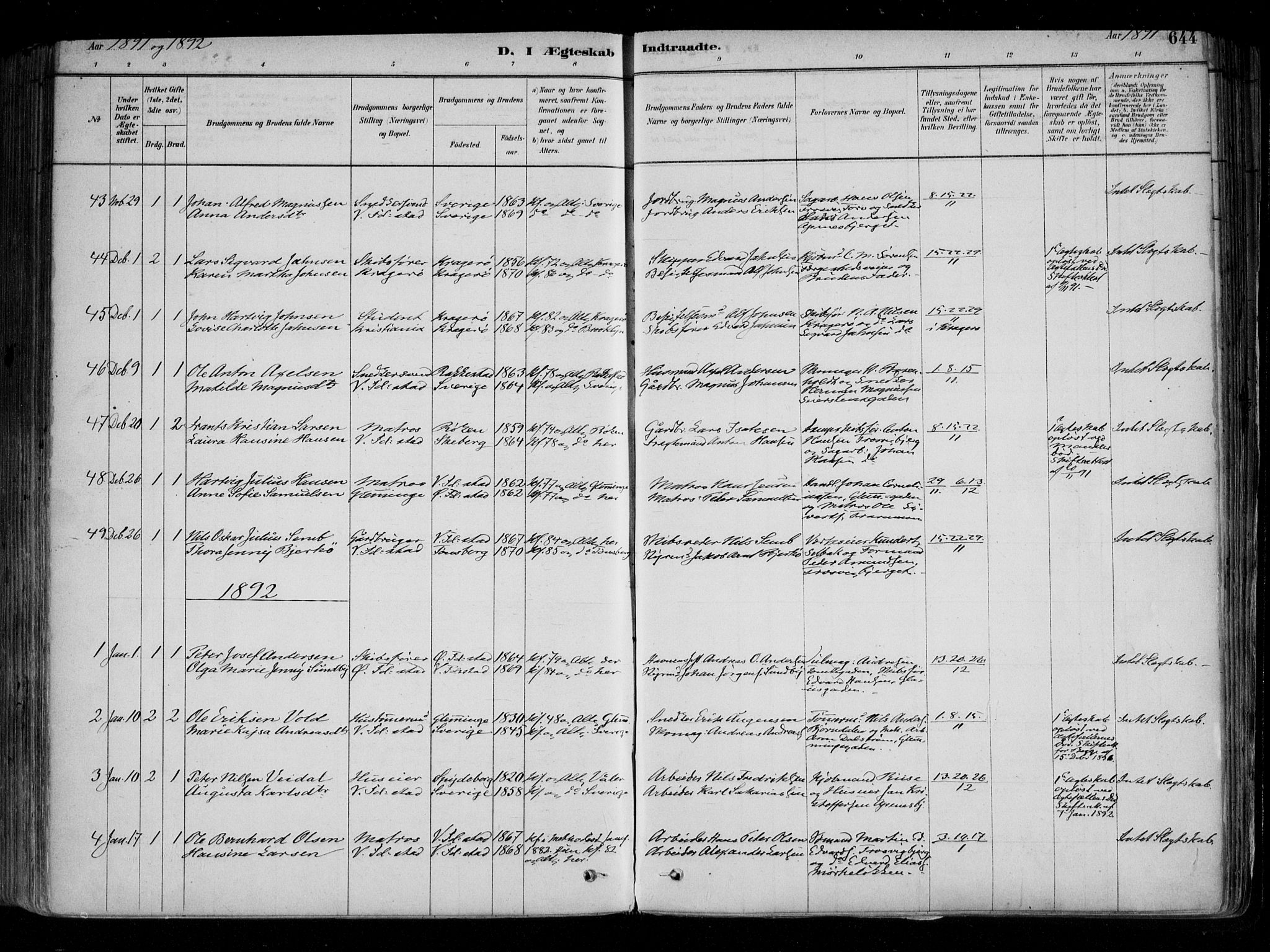 Fredrikstad domkirkes prestekontor Kirkebøker, AV/SAO-A-10906/F/Fa/L0004: Parish register (official) no. 4, 1878-1907, p. 644