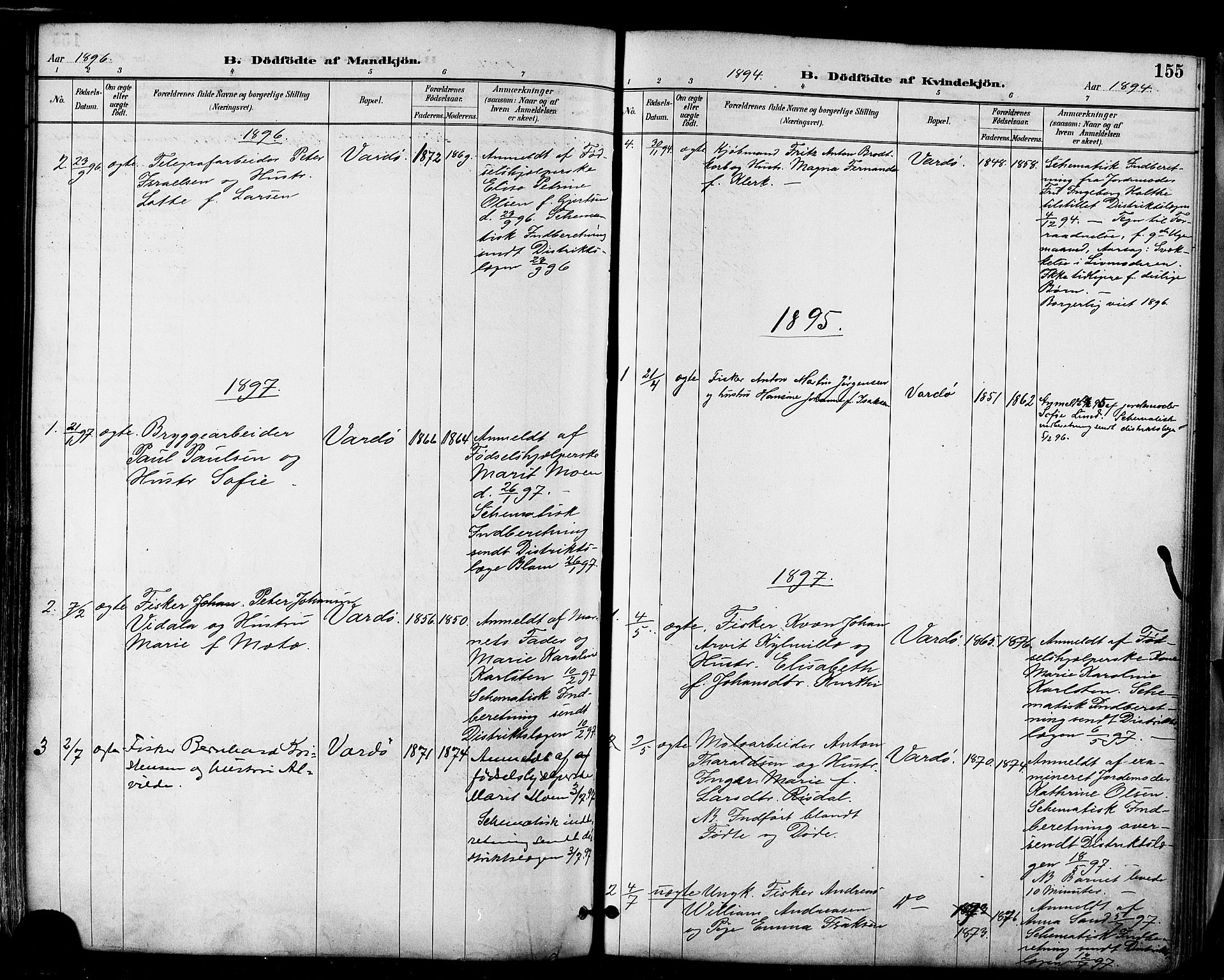 Vardø sokneprestkontor, SATØ/S-1332/H/Ha/L0007kirke: Parish register (official) no. 7, 1886-1897, p. 155
