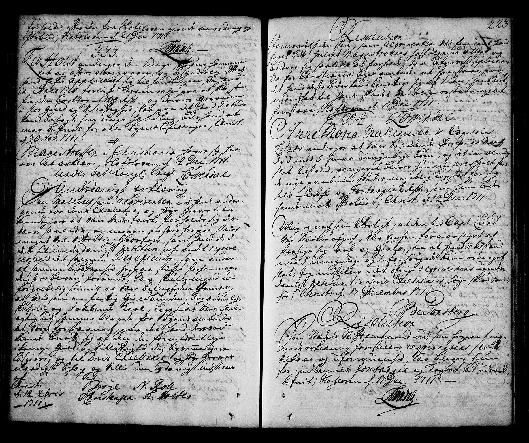 Stattholderembetet 1572-1771, AV/RA-EA-2870/Ag/L0002: Supplikasjons- og resolusjonsprotokoll, 1710-1714, p. 222b-223a