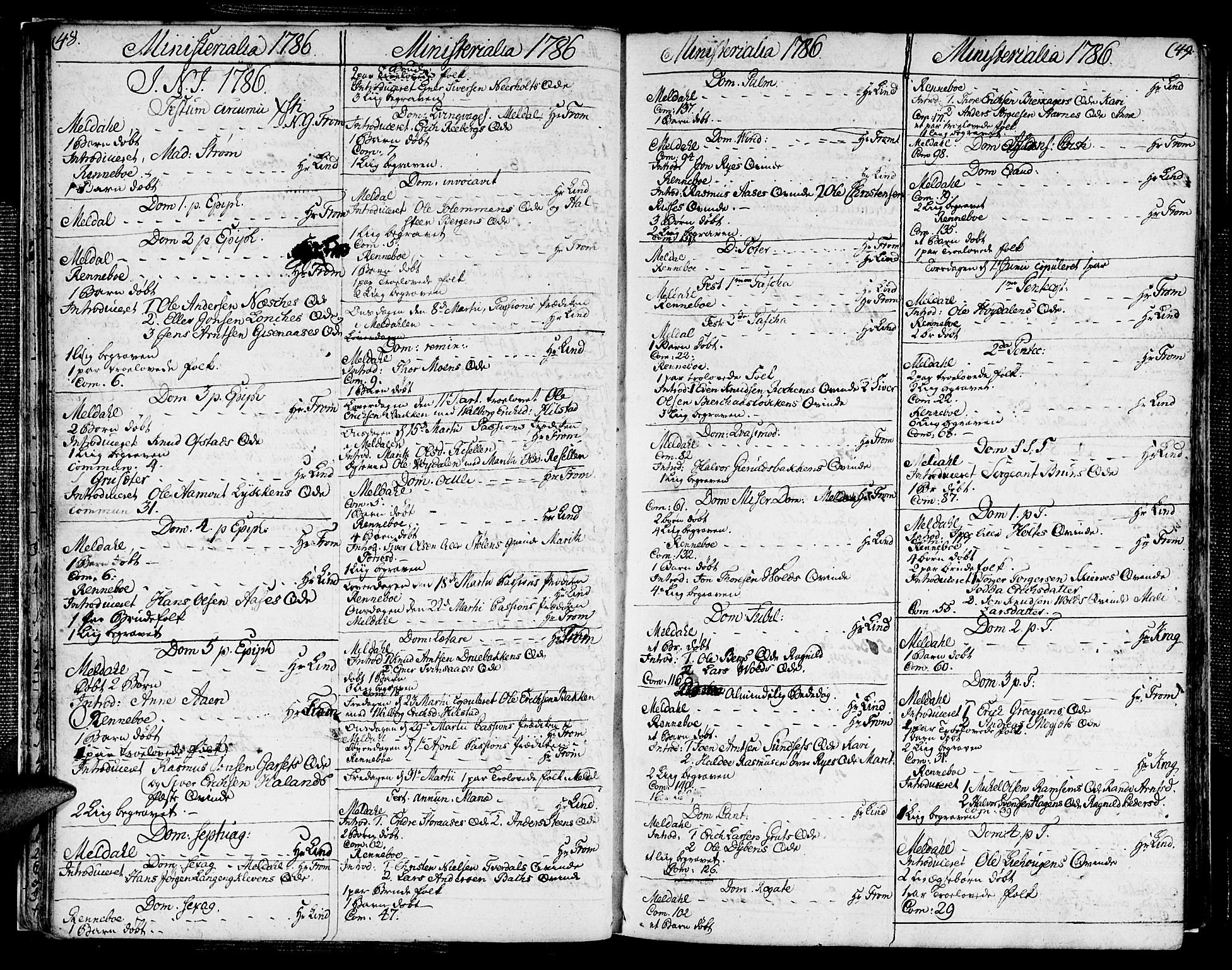 Ministerialprotokoller, klokkerbøker og fødselsregistre - Sør-Trøndelag, AV/SAT-A-1456/672/L0852: Parish register (official) no. 672A05, 1776-1815, p. 48-49