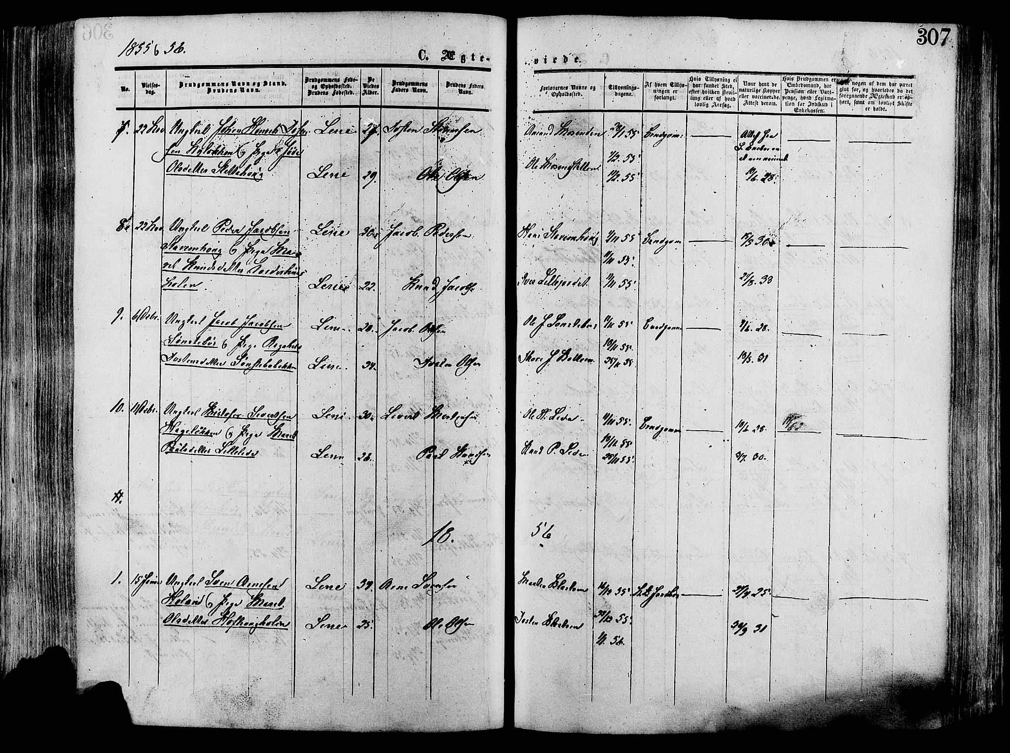 Lesja prestekontor, SAH/PREST-068/H/Ha/Haa/L0008: Parish register (official) no. 8, 1854-1880, p. 307