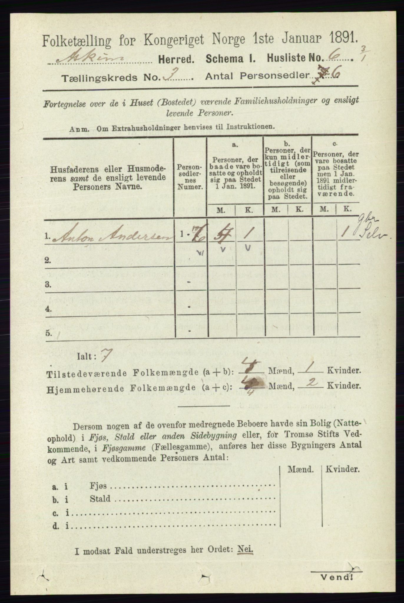 RA, 1891 census for 0124 Askim, 1891, p. 351