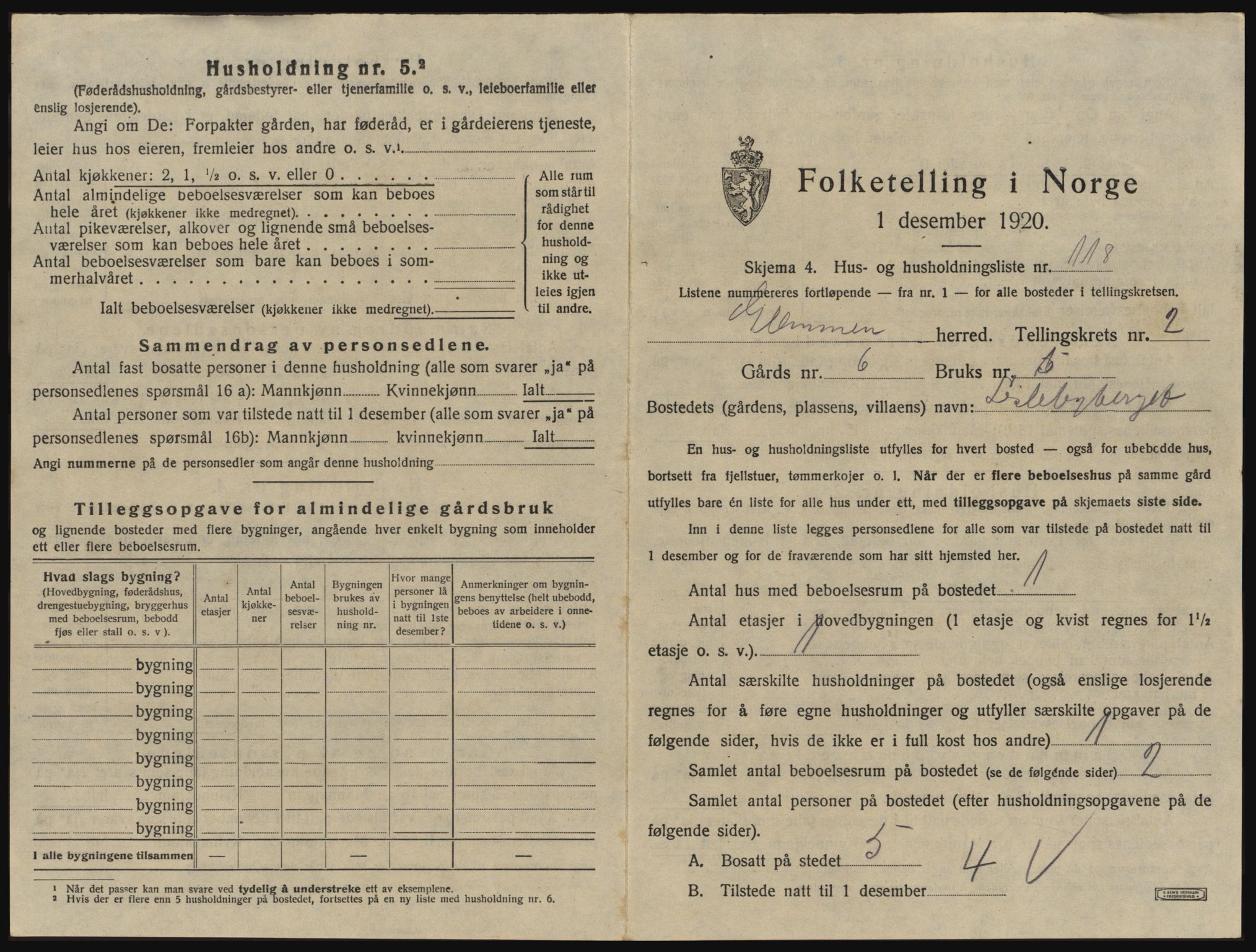 SAO, 1920 census for Glemmen, 1920, p. 435