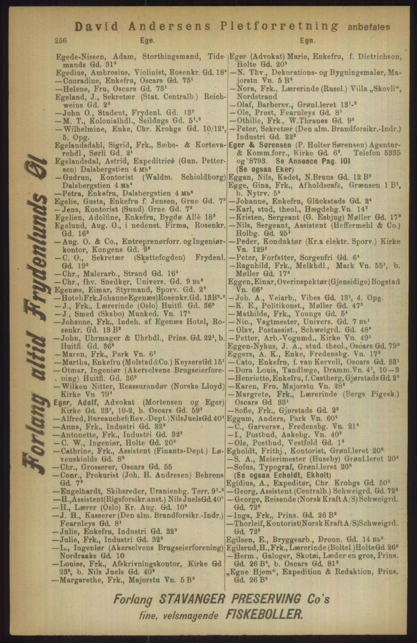 Kristiania/Oslo adressebok, PUBL/-, 1911, p. 356