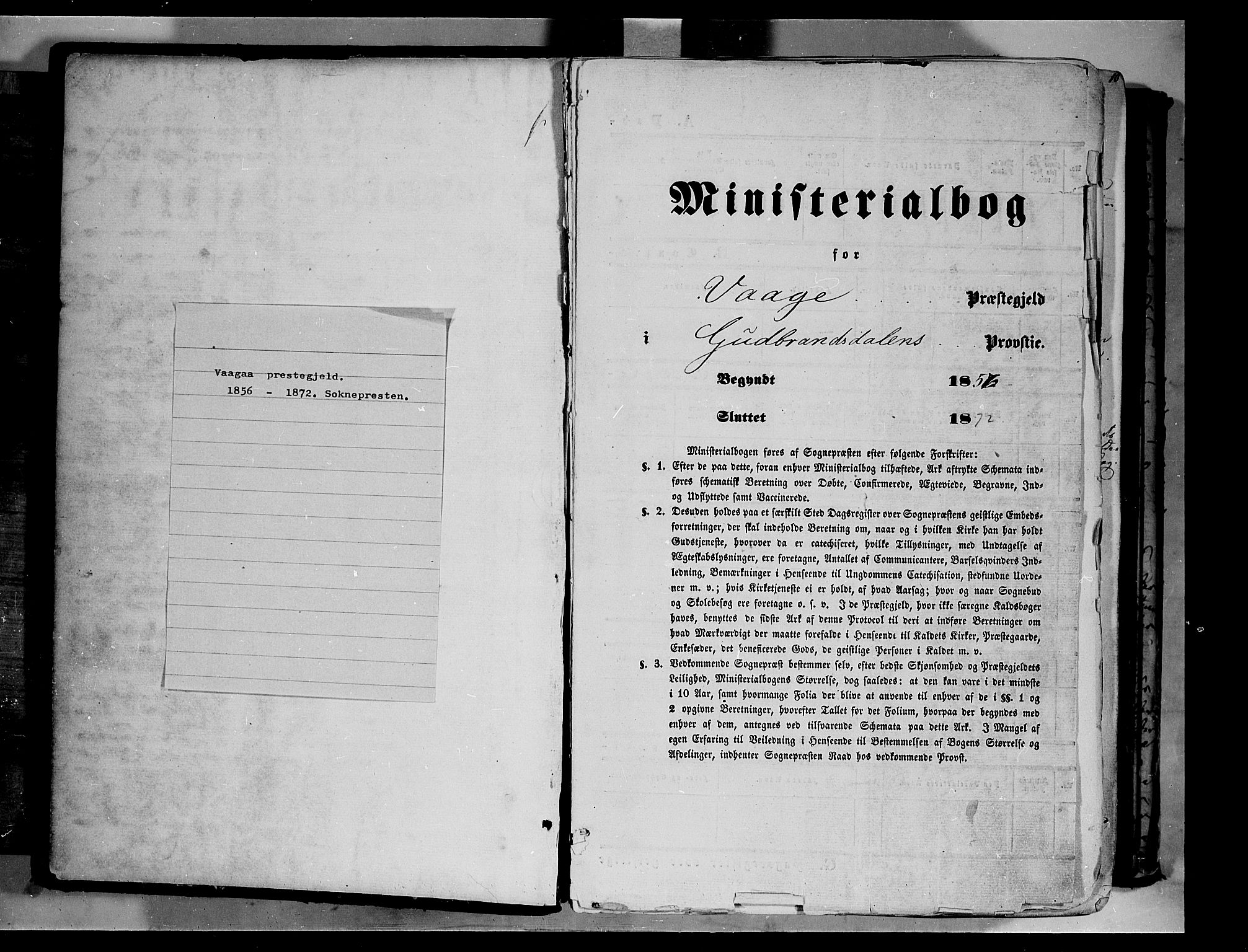 Vågå prestekontor, SAH/PREST-076/H/Ha/Haa/L0006: Parish register (official) no. 6 /1, 1856-1872