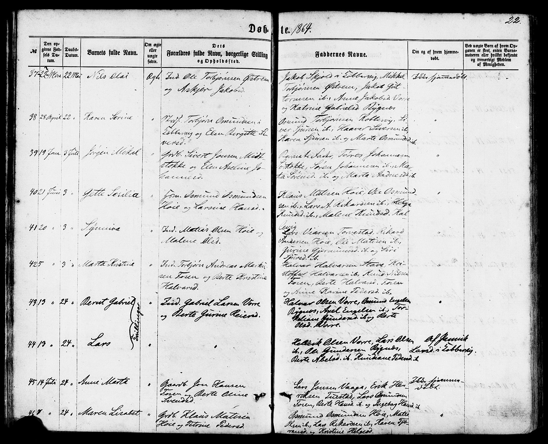 Avaldsnes sokneprestkontor, AV/SAST-A -101851/H/Ha/Haa/L0011: Parish register (official) no. A 11, 1861-1880, p. 22