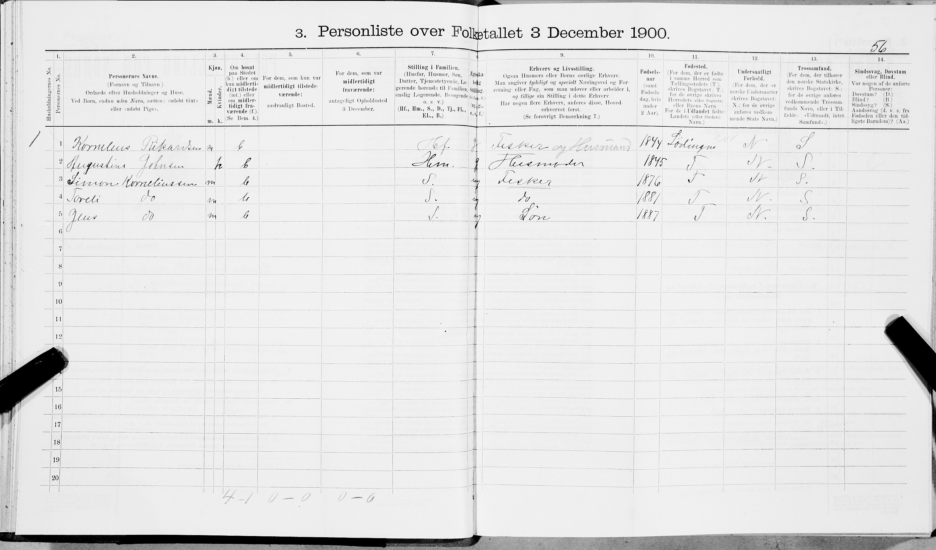 SAT, 1900 census for Hamarøy, 1900, p. 545