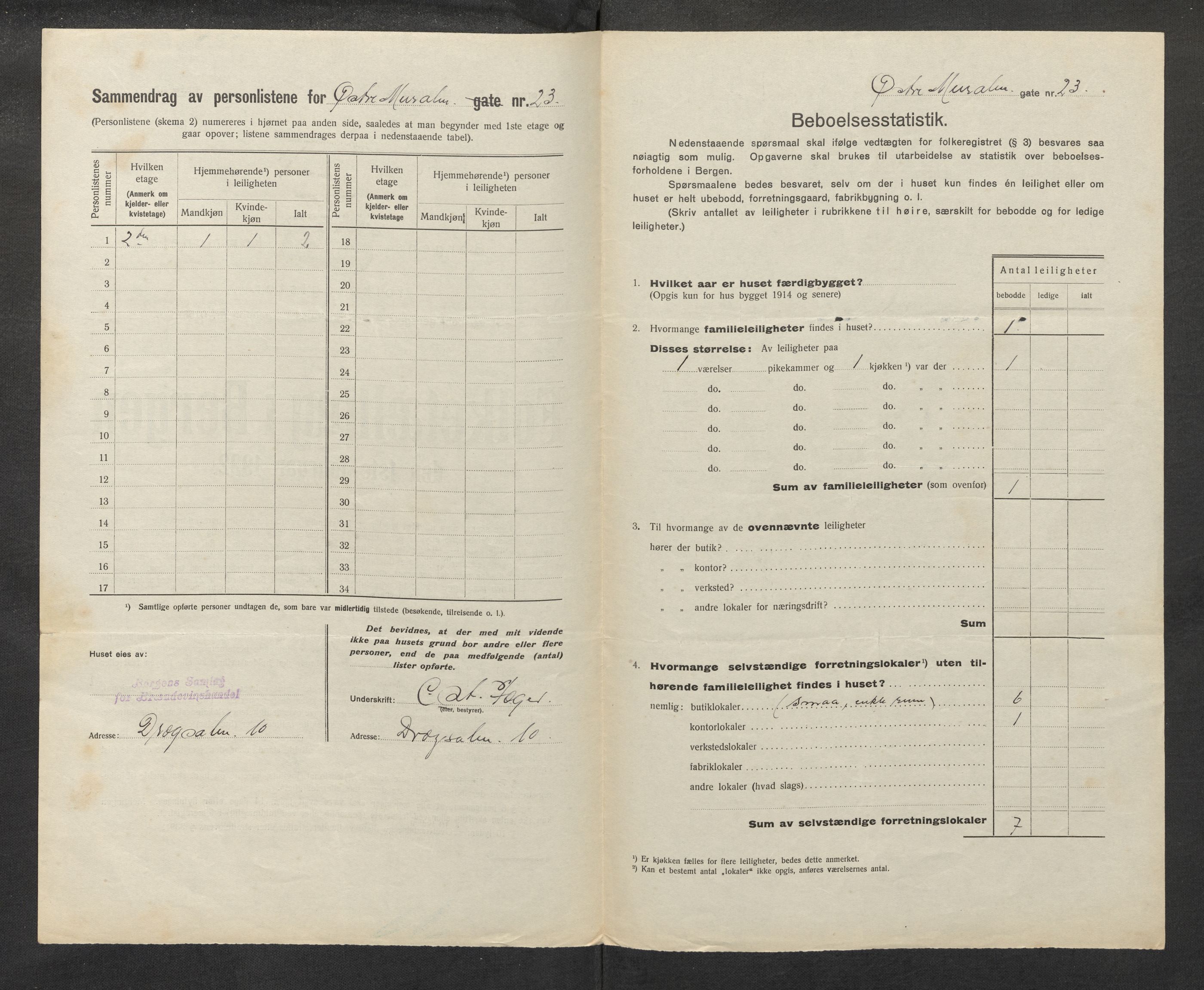 SAB, Municipal Census 1922 for Bergen, 1922, p. 25673