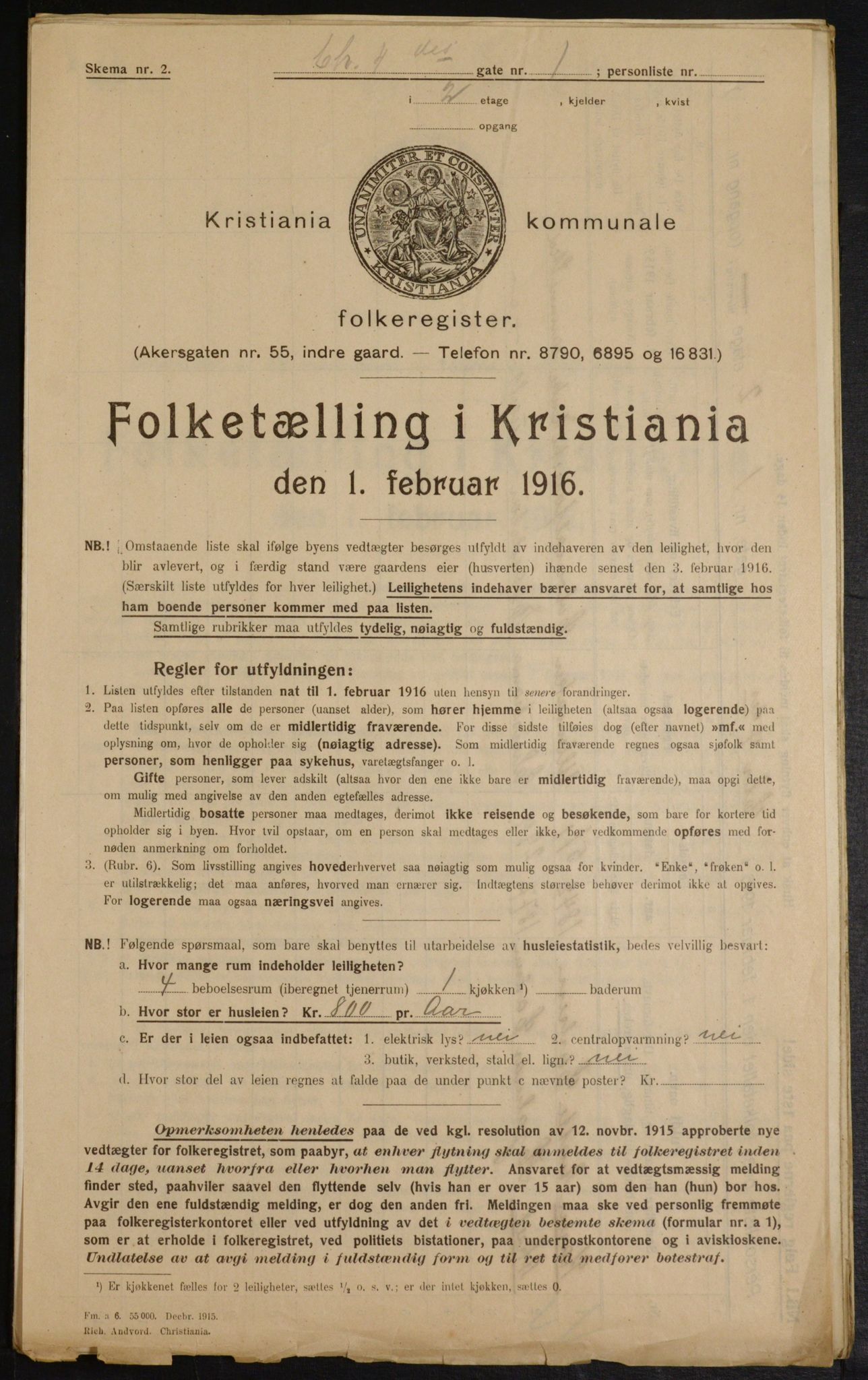 OBA, Municipal Census 1916 for Kristiania, 1916, p. 55284