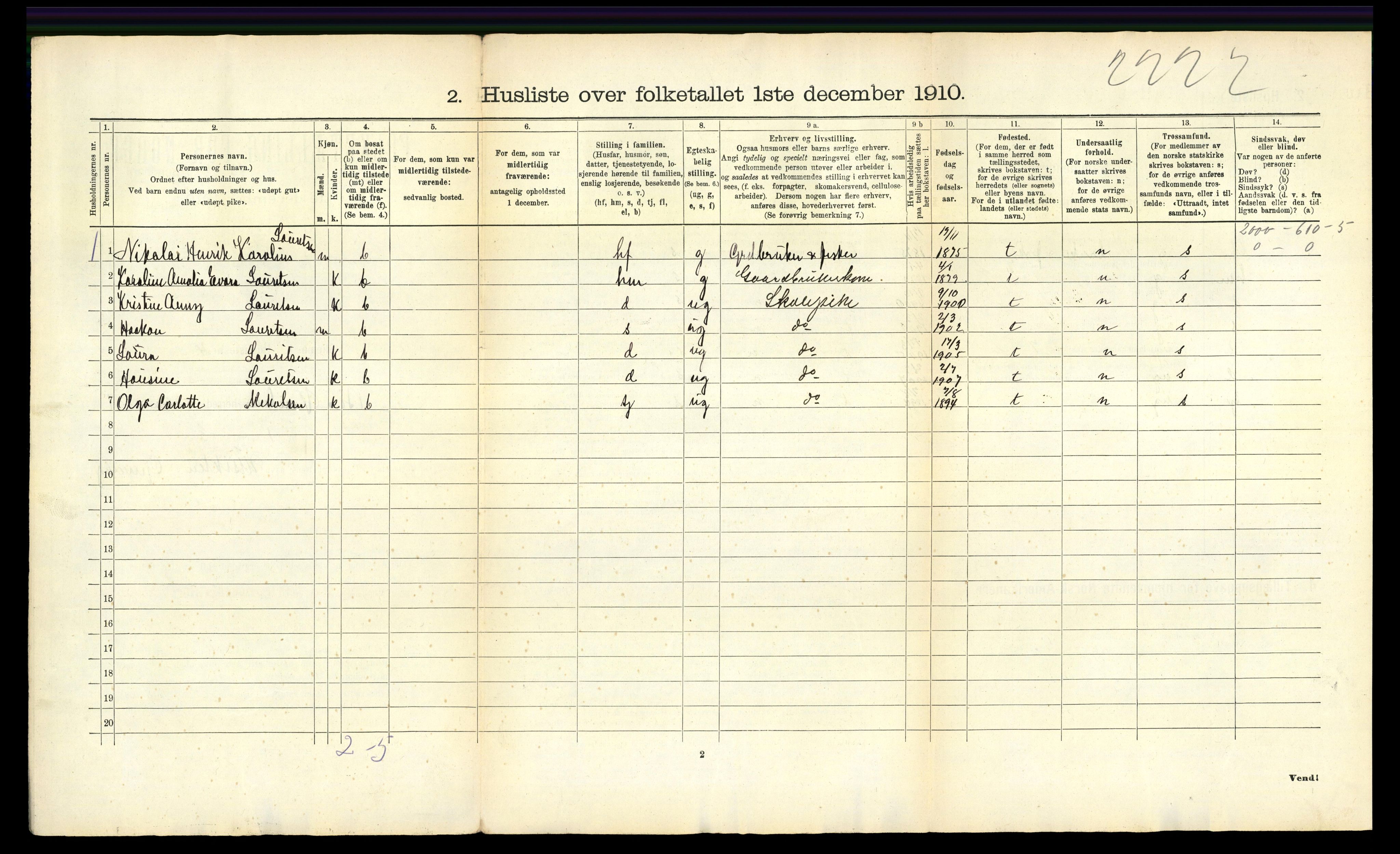 RA, 1910 census for Bø, 1910, p. 60