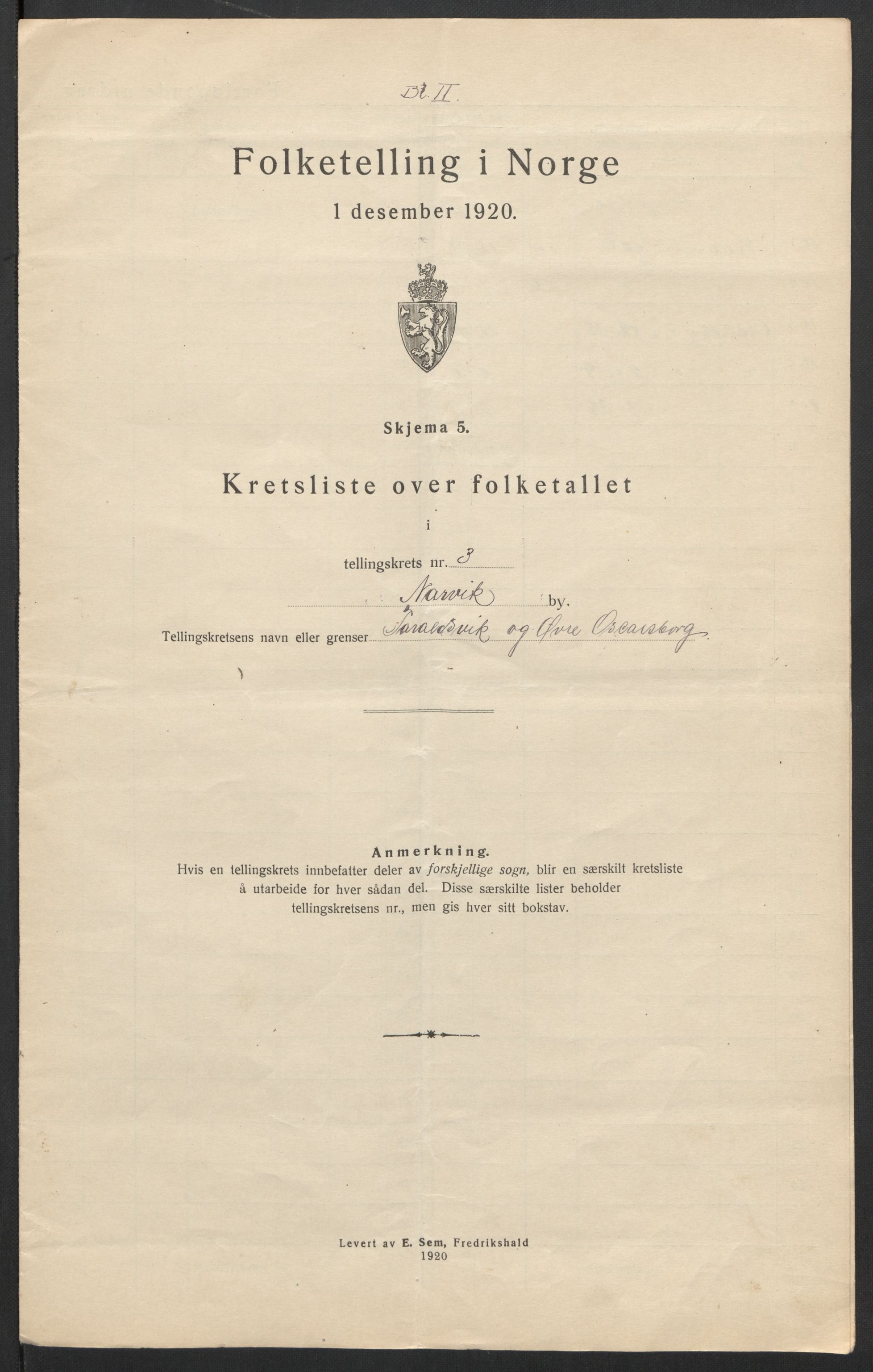 SAT, 1920 census for Narvik, 1920, p. 21